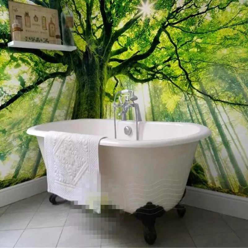 Custom Beautiful Tree Wallpaper Mural for Bathroom (㎡)