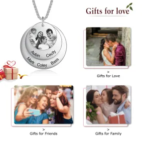 Custom Family Photo Memory Medallion Necklace with Name Engraving - Special custom Gift for Christmas