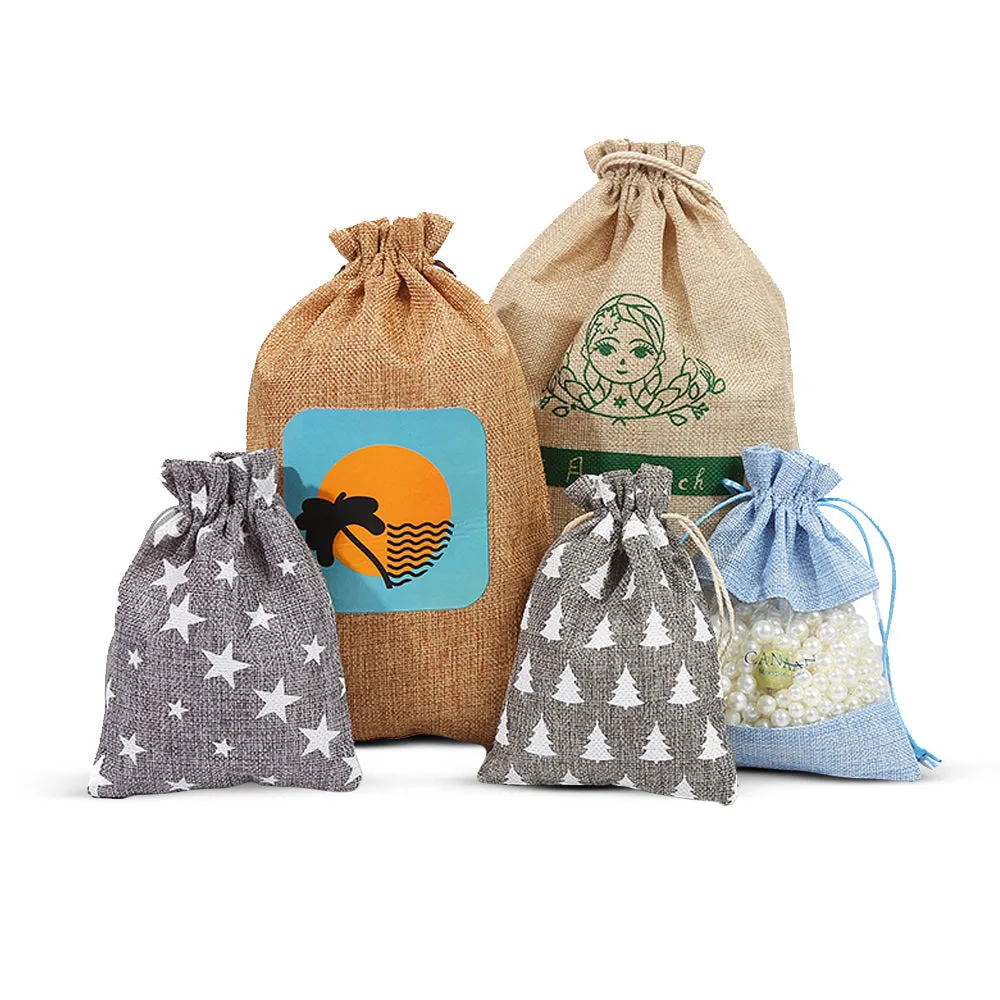 Custom Wholesale Custom Burlap Drawstring Gift Bags