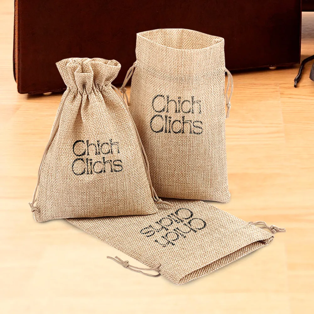 Custom Wholesale Custom Burlap Drawstring Gift Bags