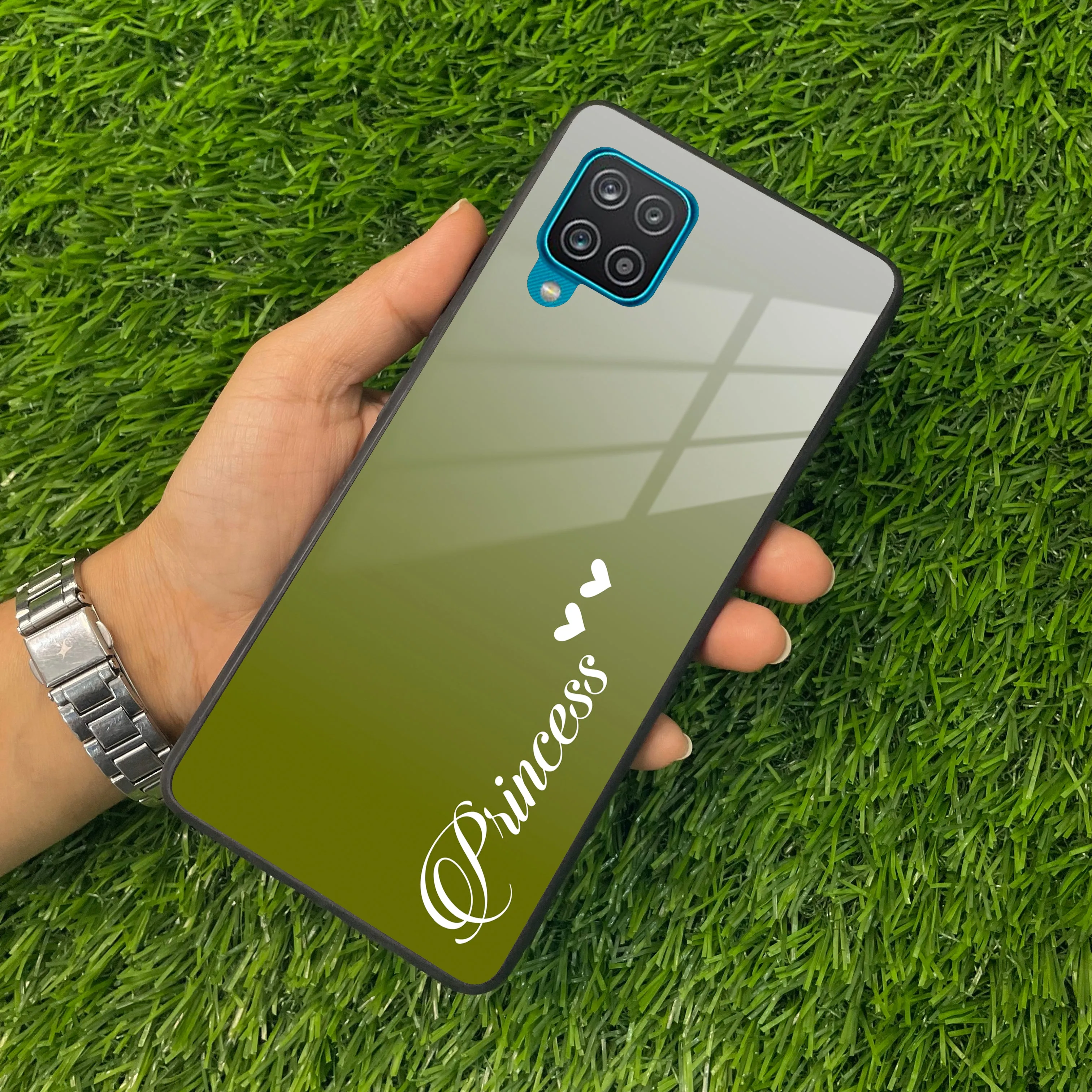Customize Name Gradient Glass Case Cover Mint Green For Samsung