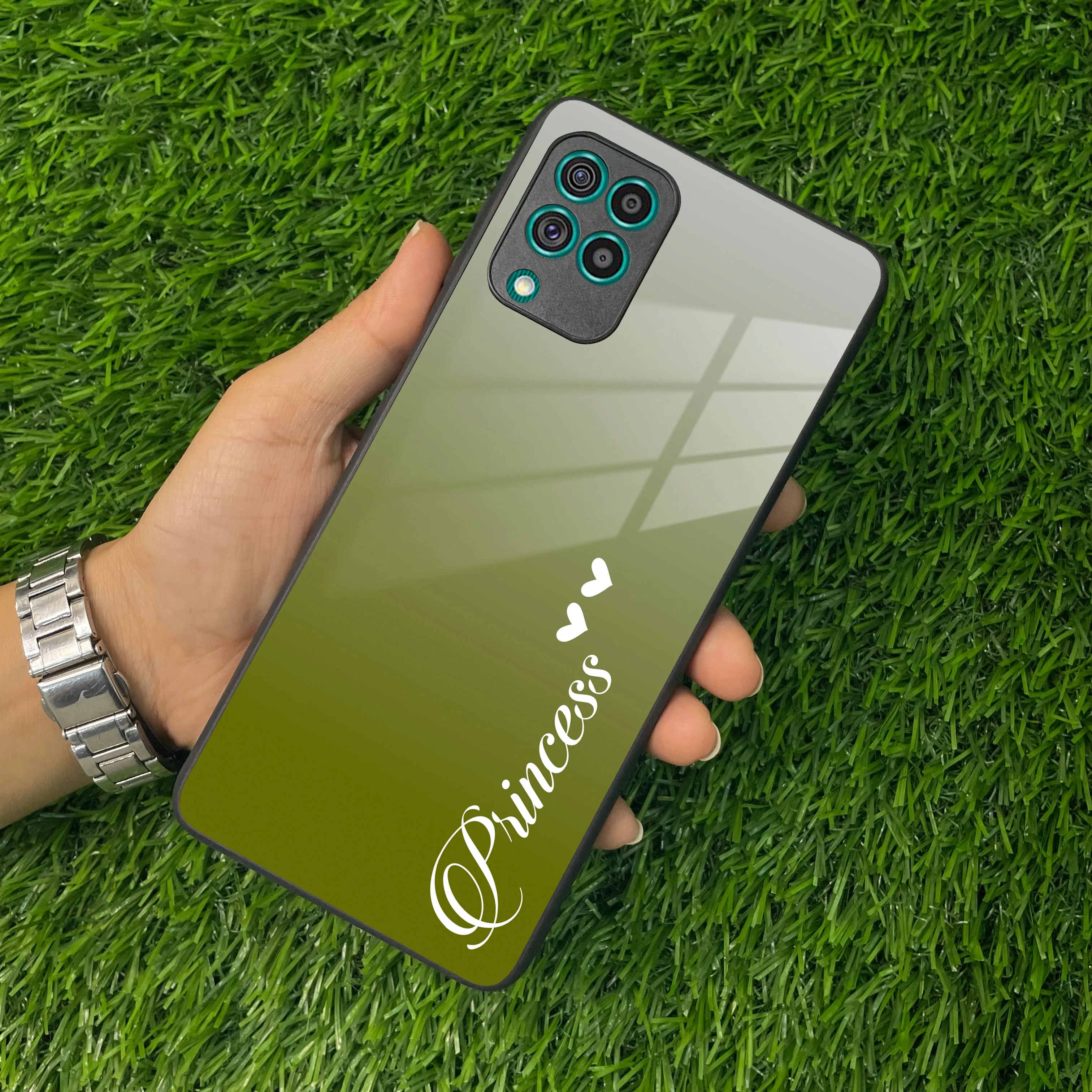 Customize Name Gradient Glass Case Cover Mint Green For Samsung