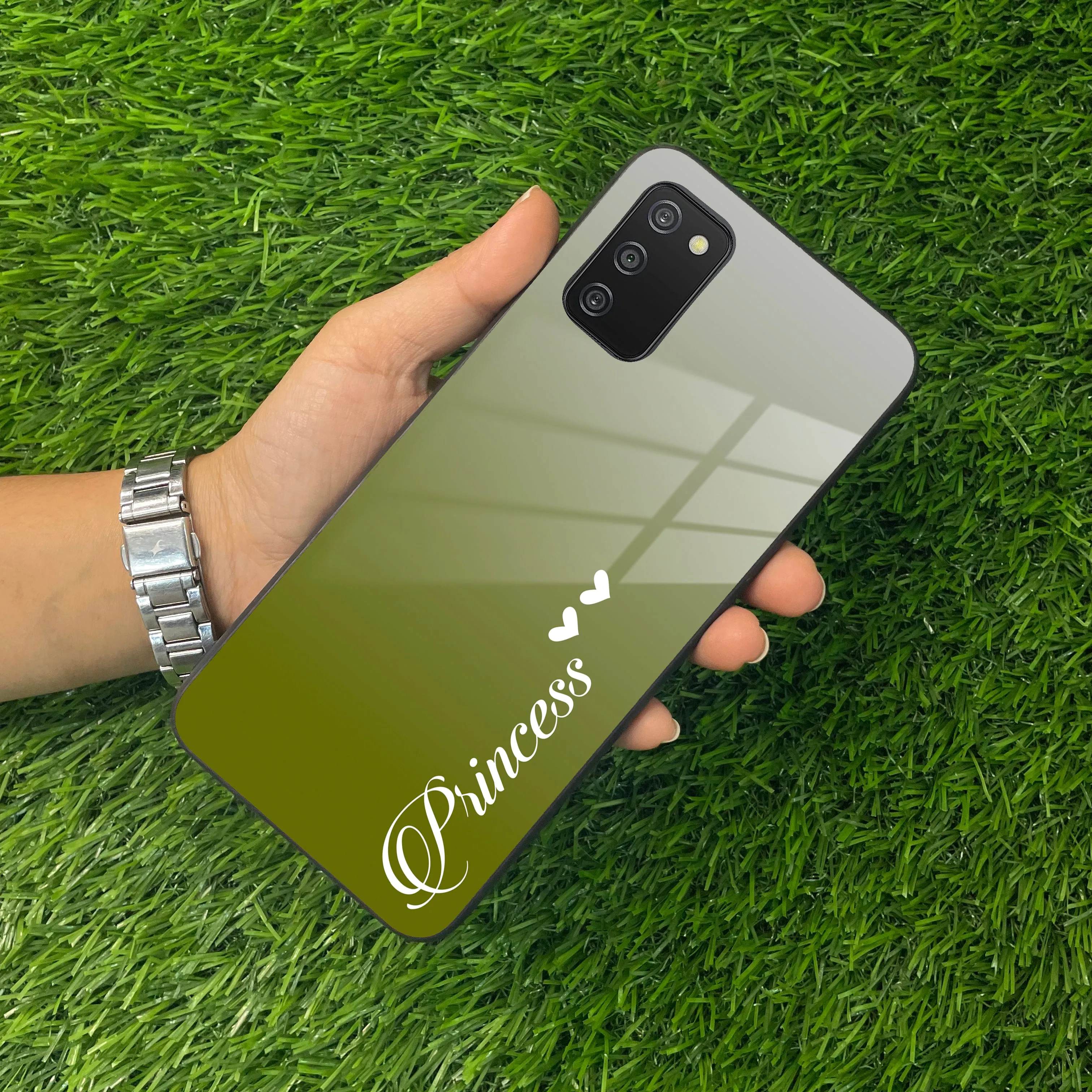 Customize Name Gradient Glass Case Cover Mint Green For Samsung