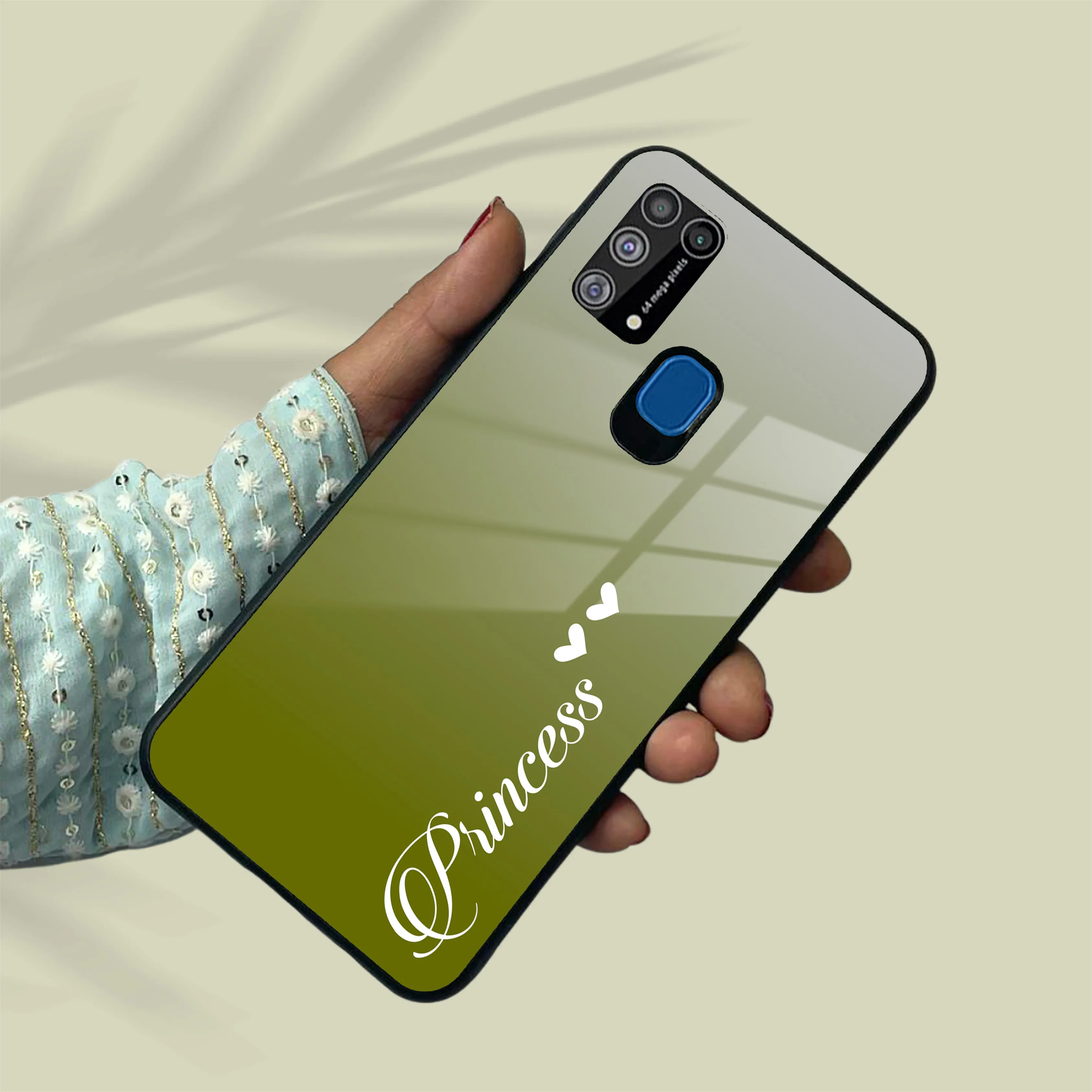 Customize Name Gradient Glass Case Cover Mint Green For Samsung