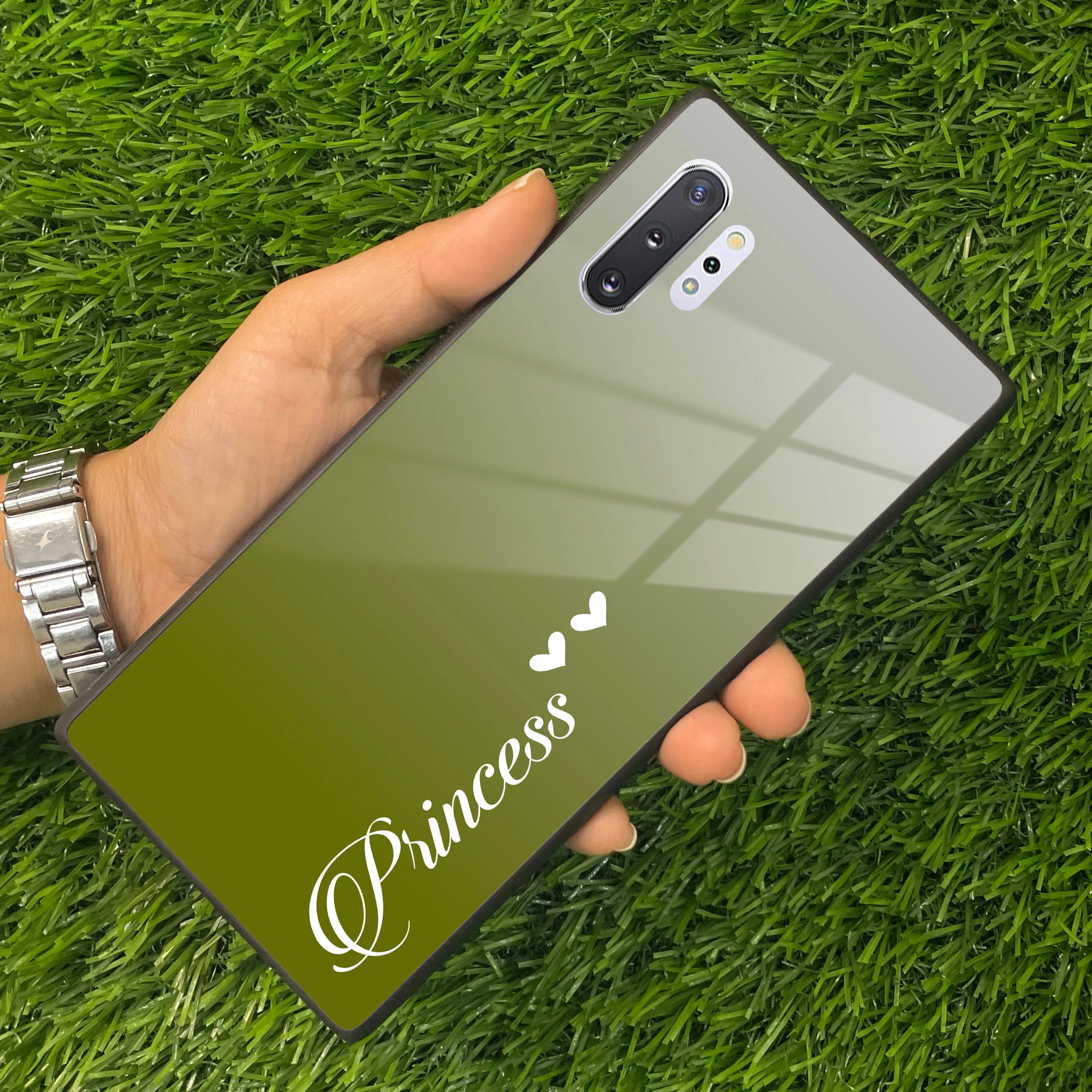 Customize Name Gradient Glass Case Cover Mint Green For Samsung