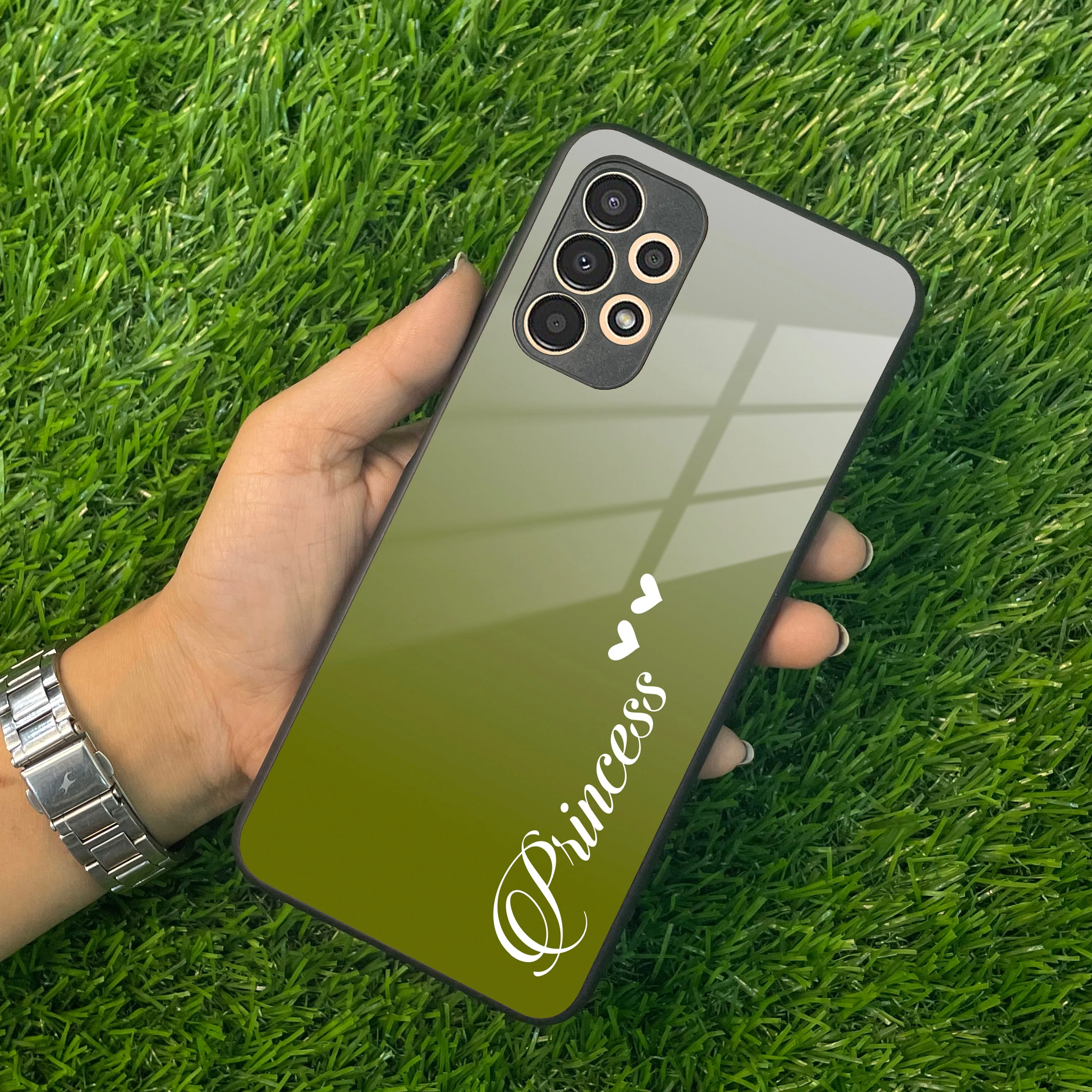 Customize Name Gradient Glass Case Cover Mint Green For Samsung