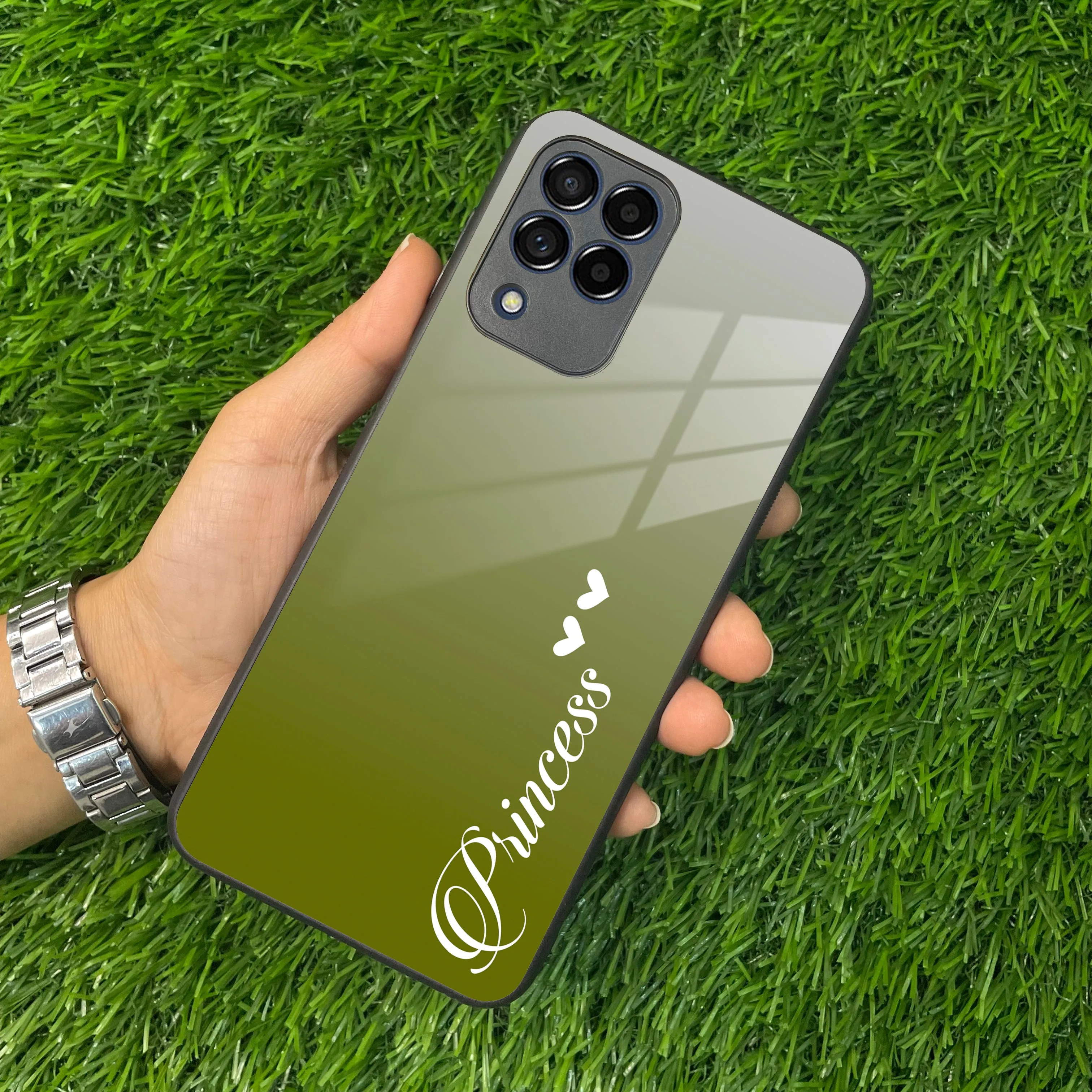 Customize Name Gradient Glass Case Cover Mint Green For Samsung