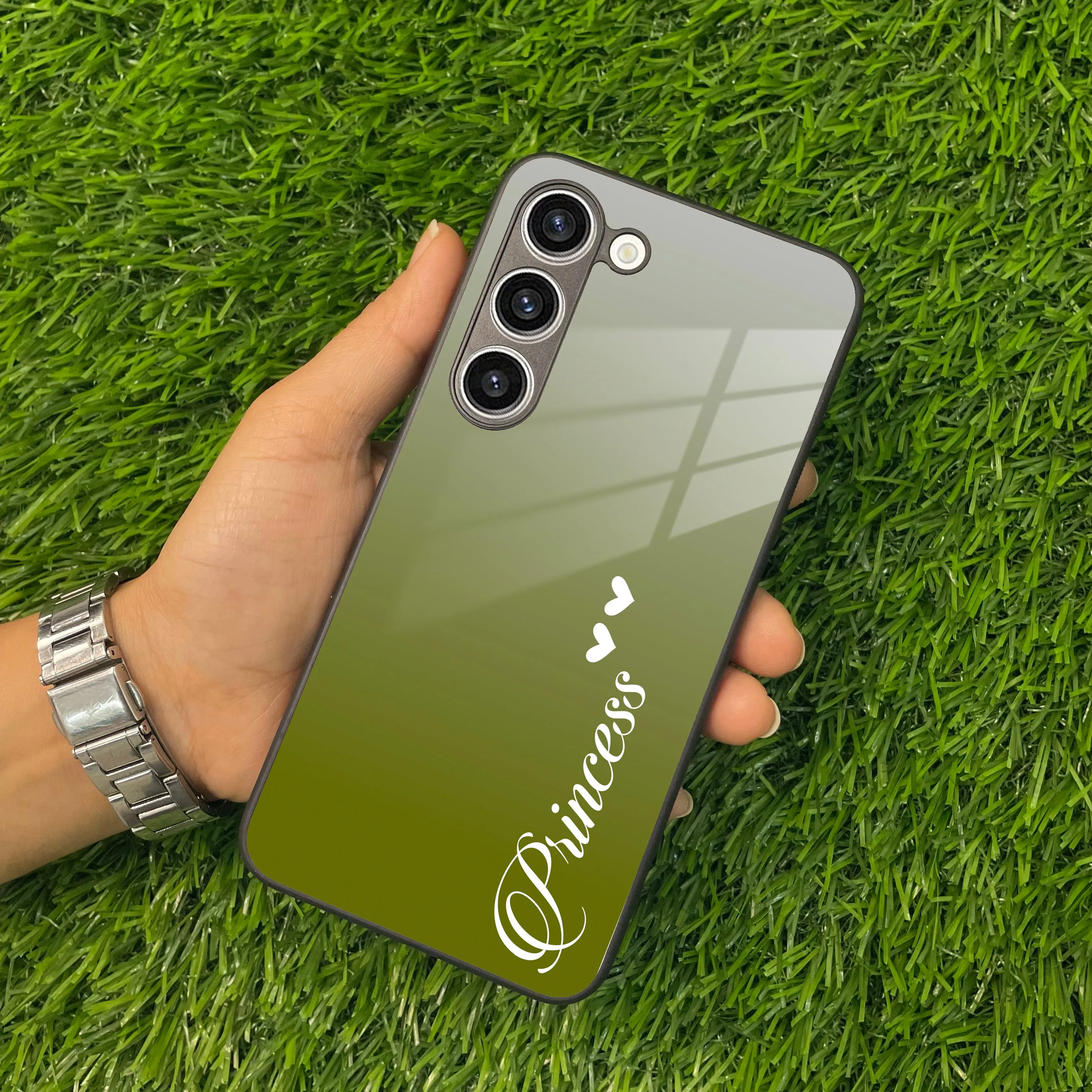 Customize Name Gradient Glass Case Cover Mint Green For Samsung