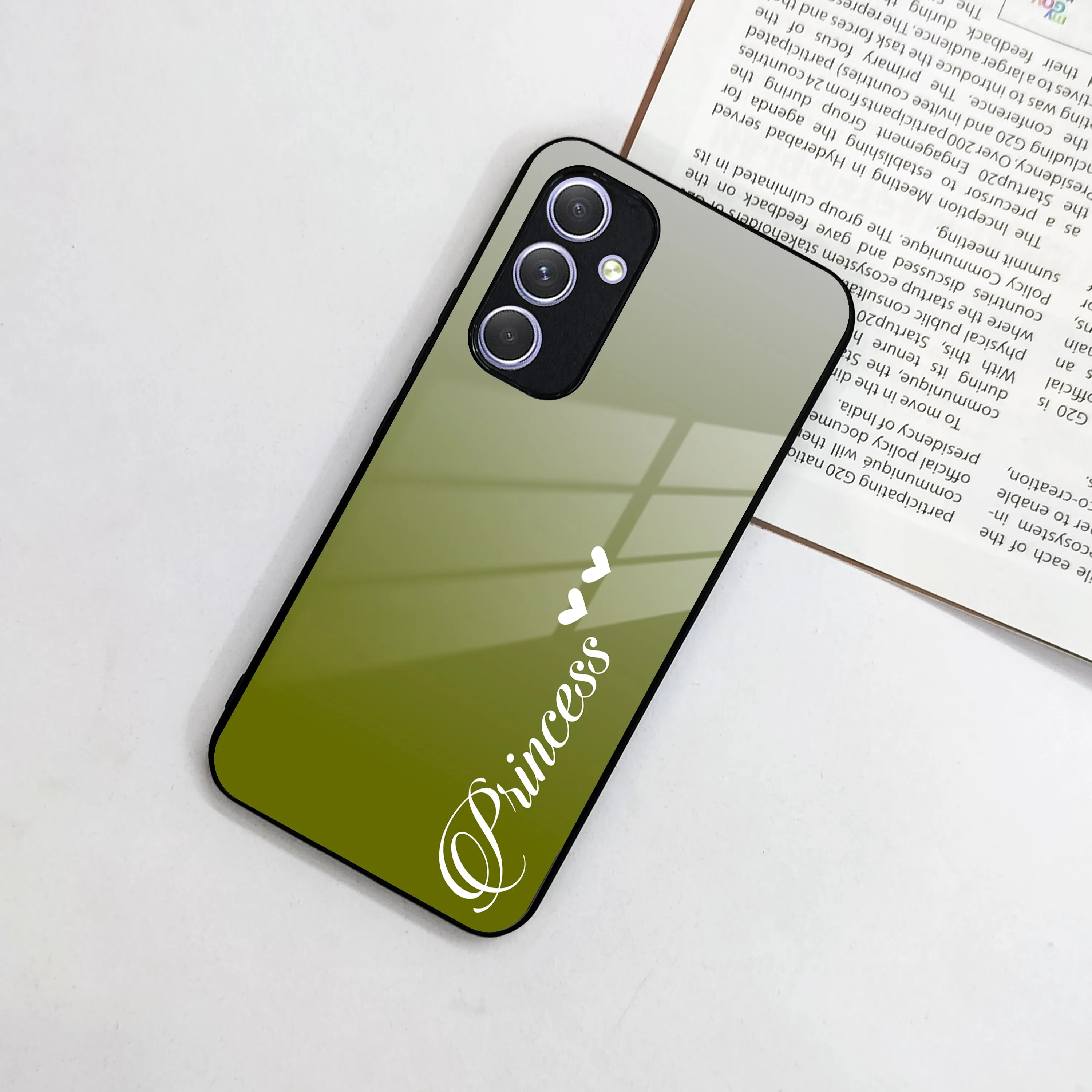 Customize Name Gradient Glass Case Cover Mint Green For Samsung