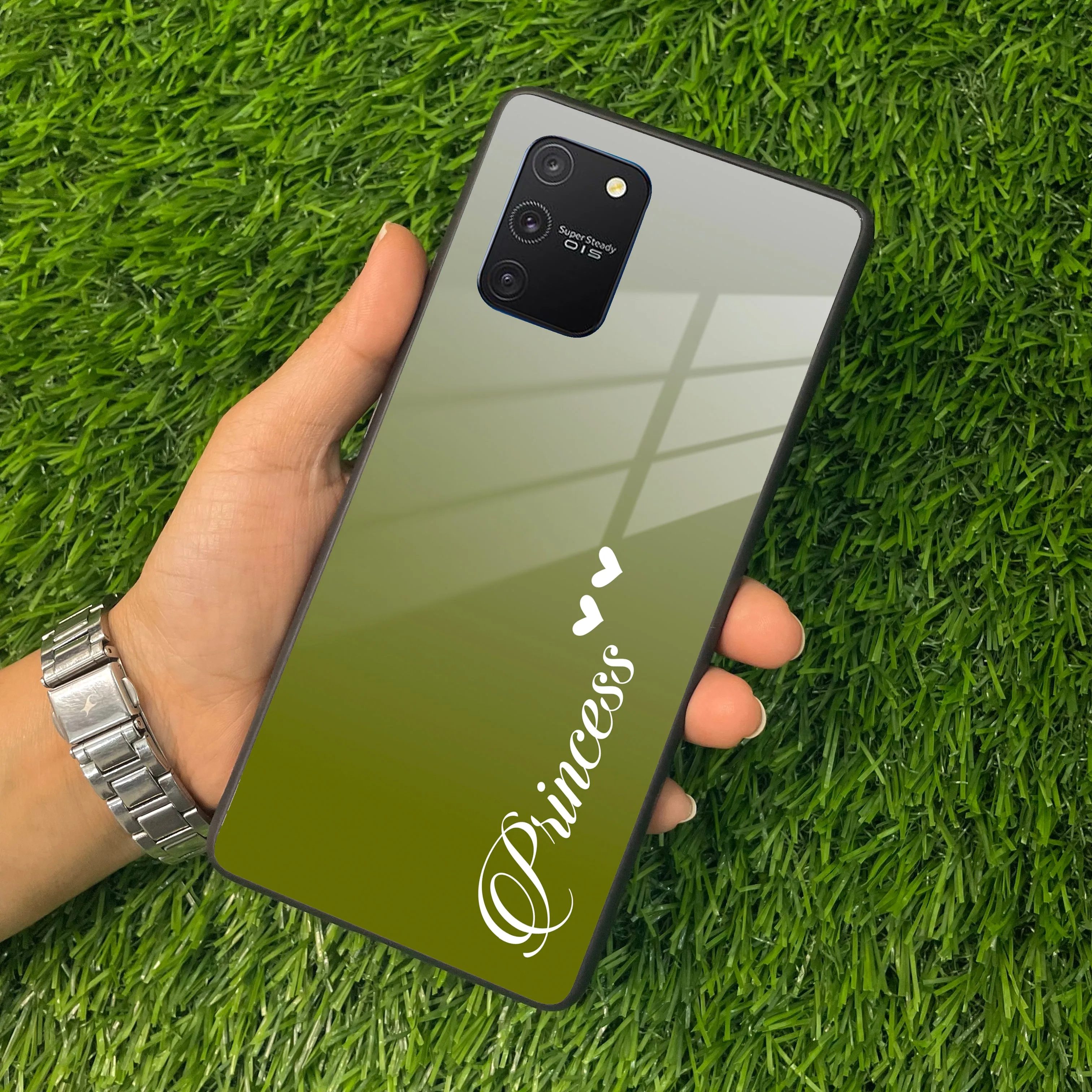 Customize Name Gradient Glass Case Cover Mint Green For Samsung
