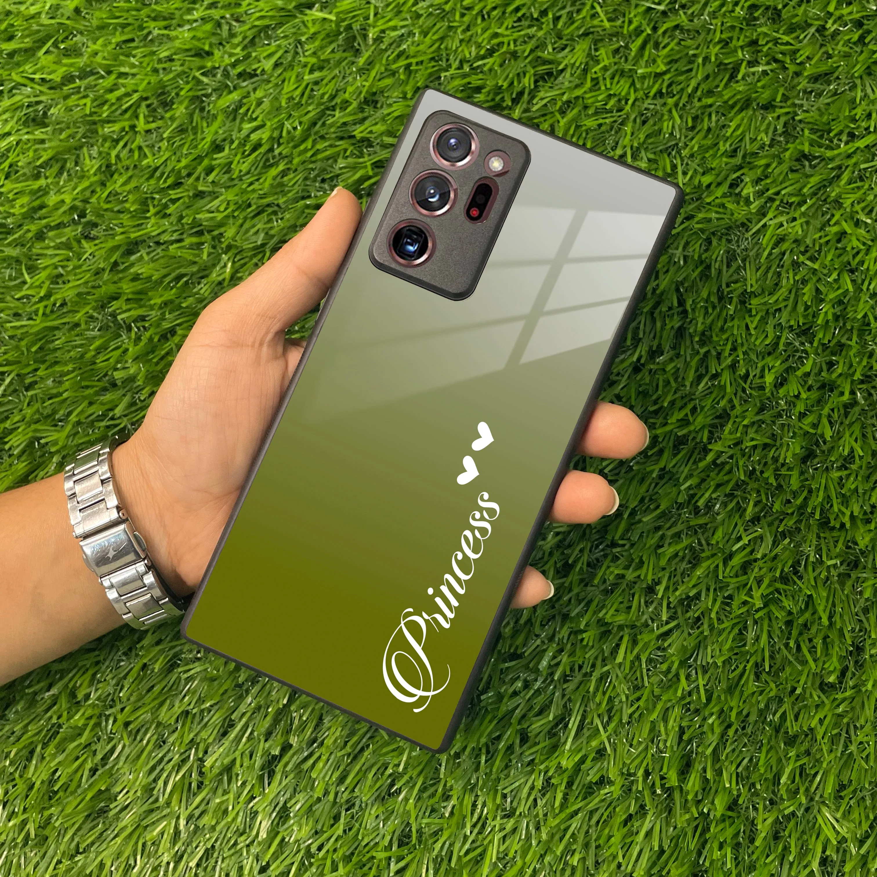 Customize Name Gradient Glass Case Cover Mint Green For Samsung