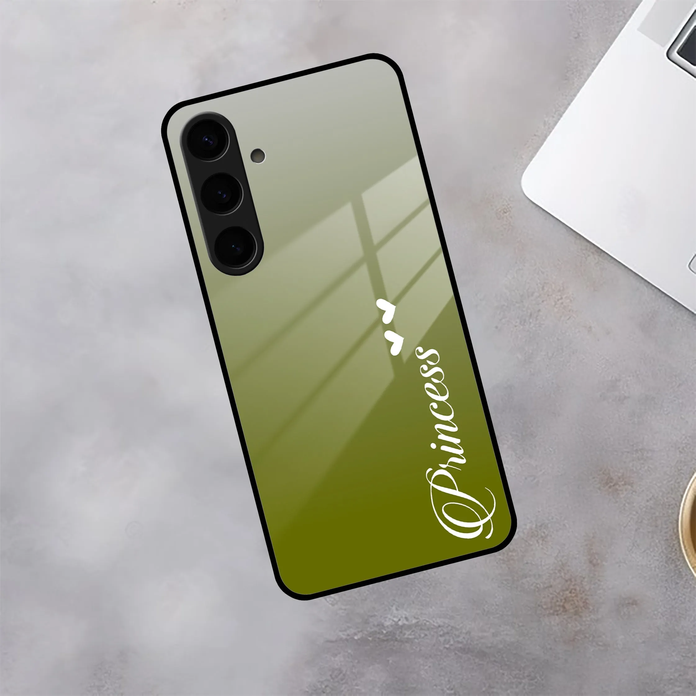 Customize Name Gradient Glass Case Cover Mint Green For Samsung