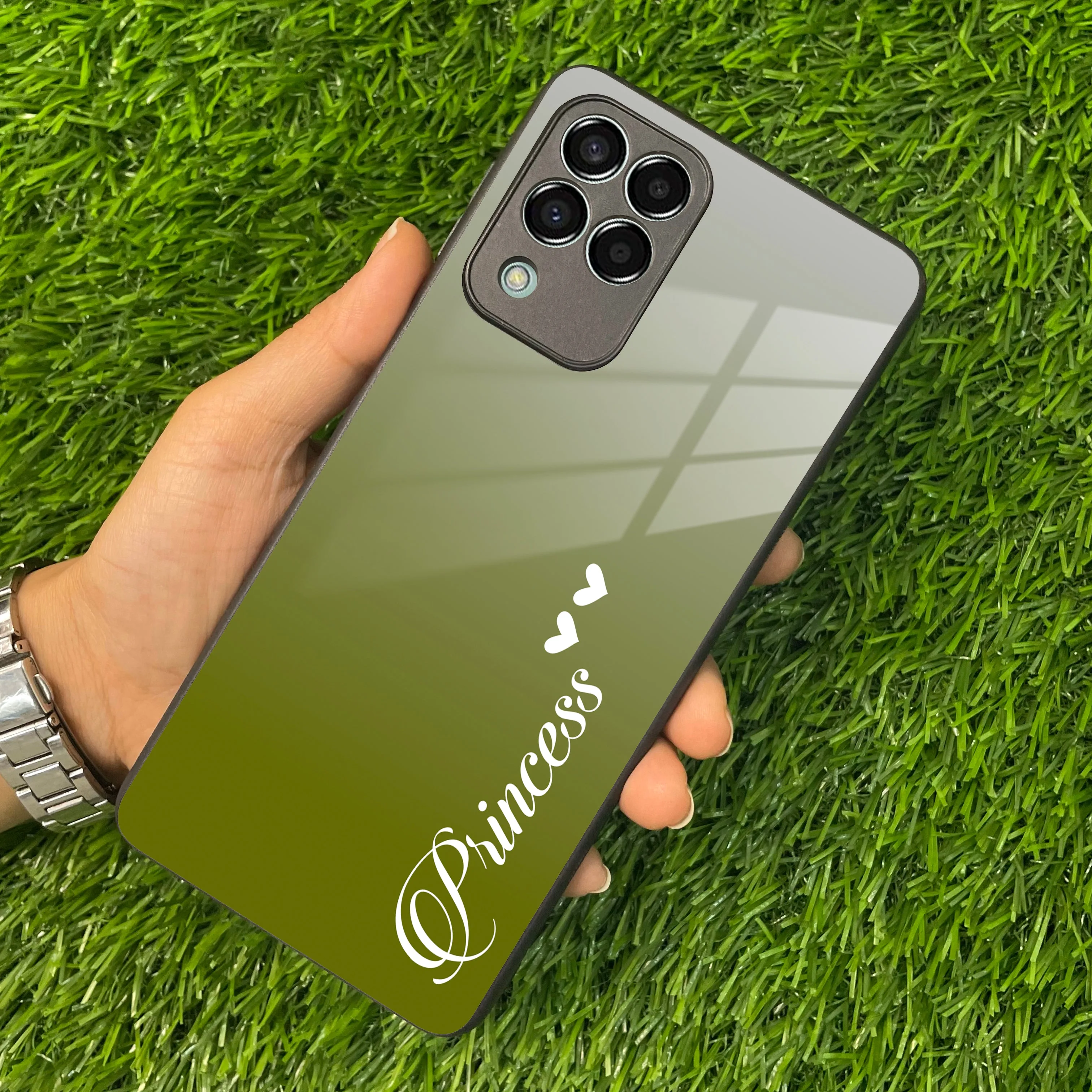 Customize Name Gradient Glass Case Cover Mint Green For Samsung