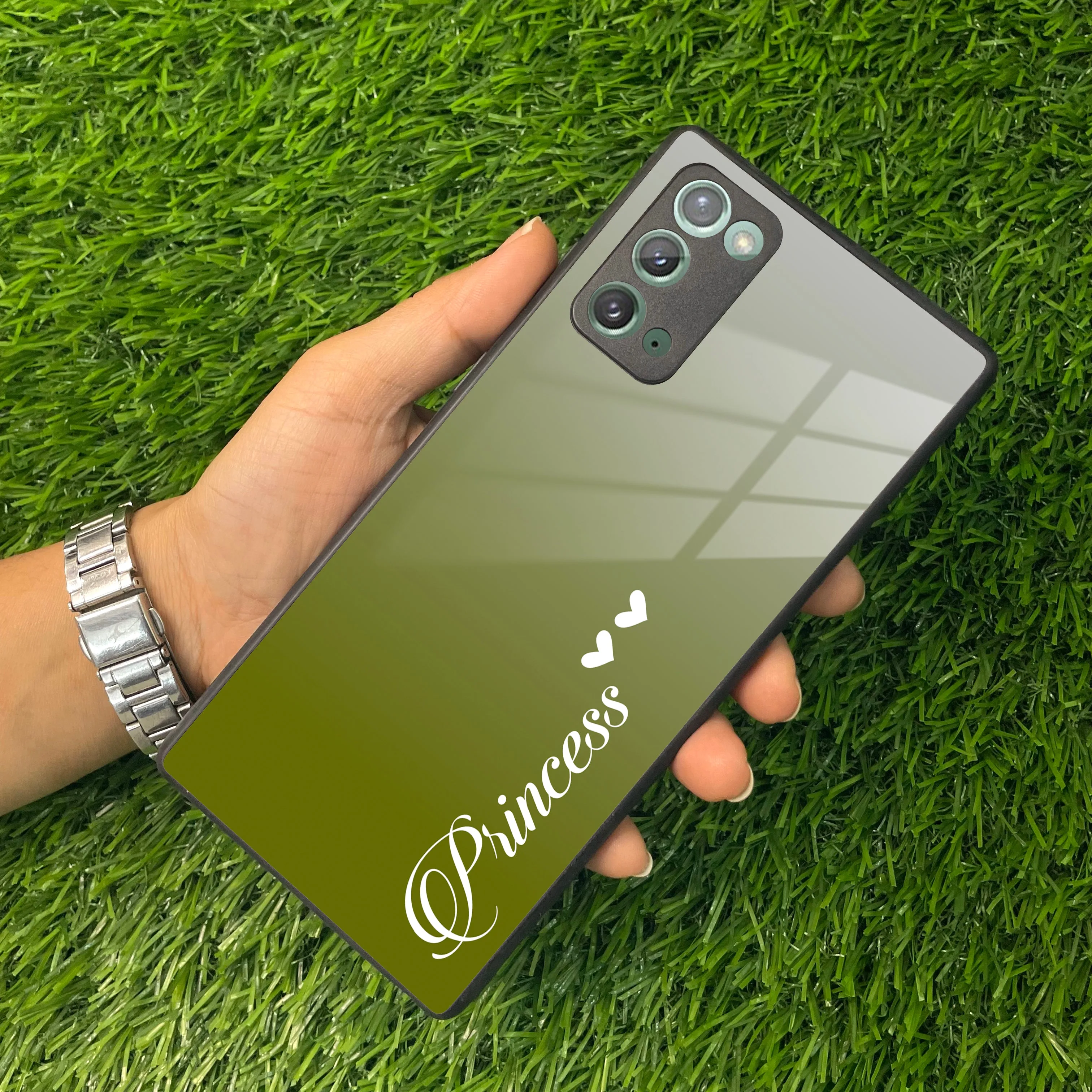 Customize Name Gradient Glass Case Cover Mint Green For Samsung