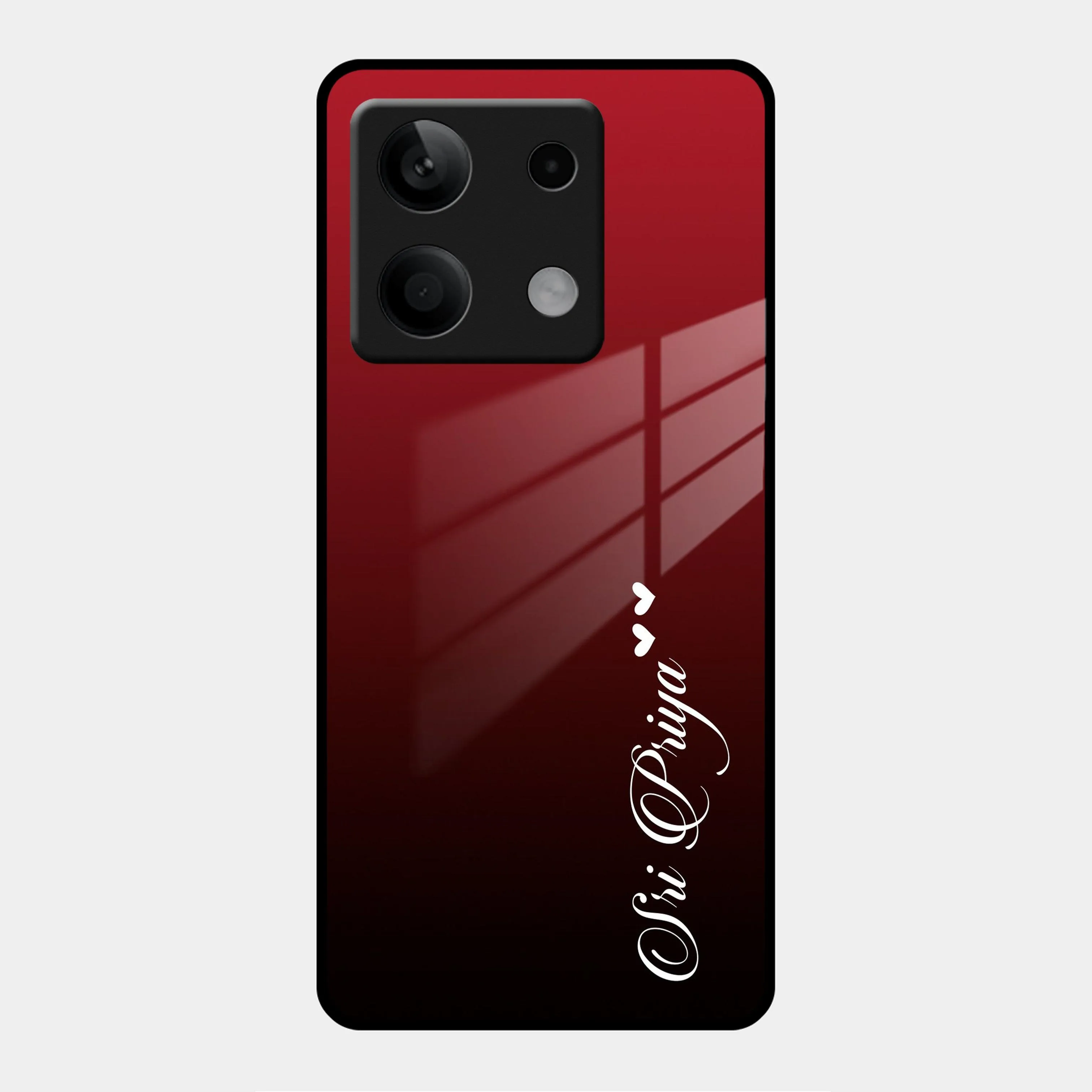 Customize Name Gradient Glass Case Cover Red Wine For Poco