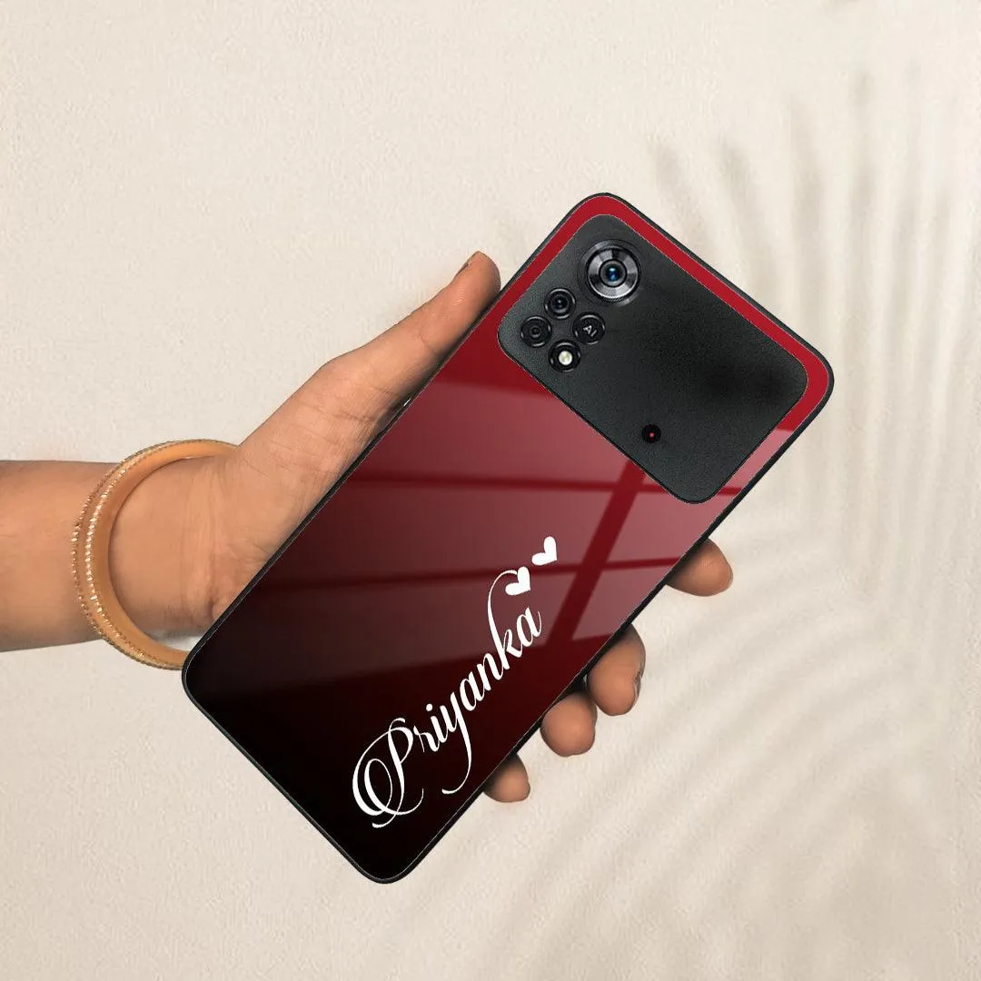 Customize Name Gradient Glass Case Cover Red Wine For Poco