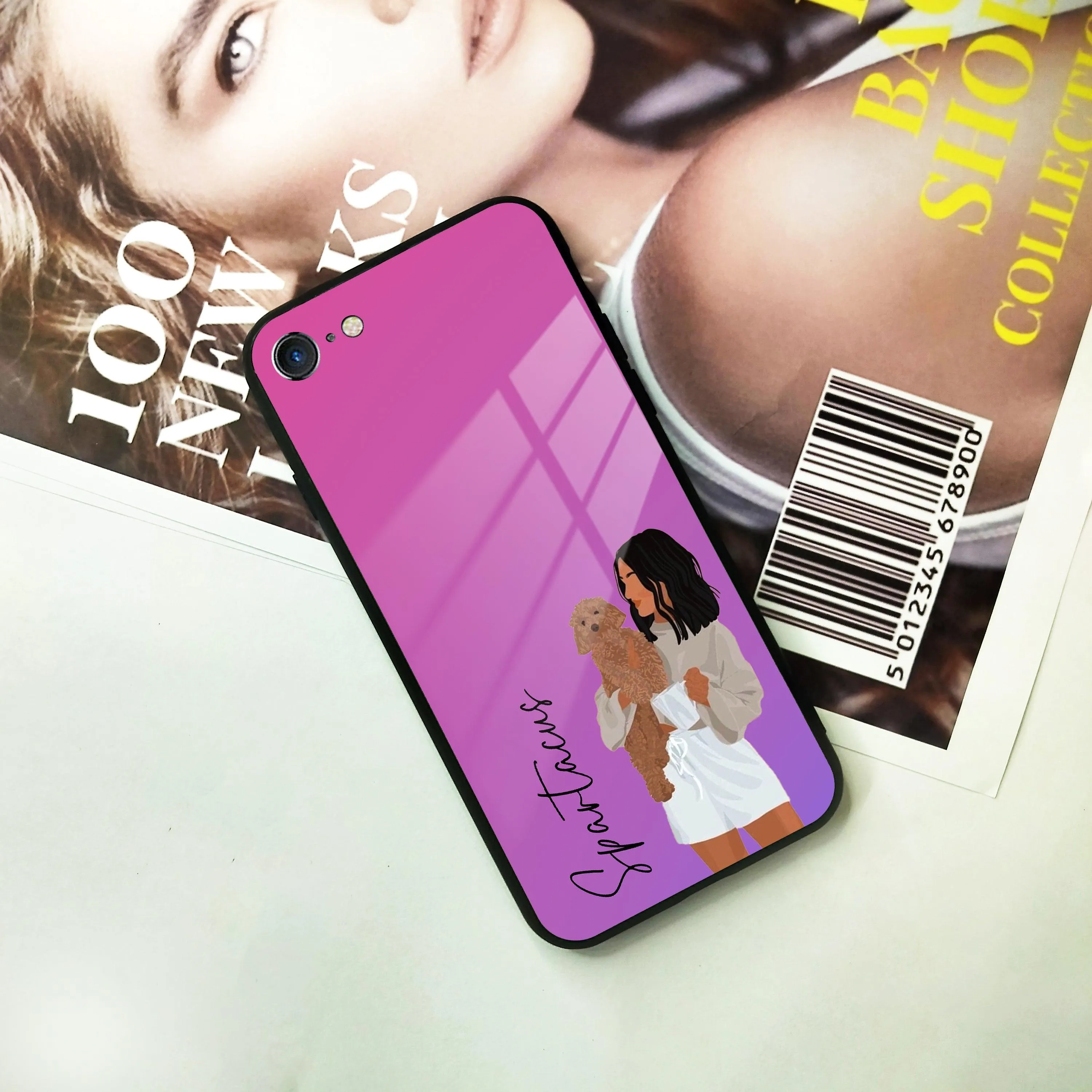 Customize Pet Name Glass Case For iPhone