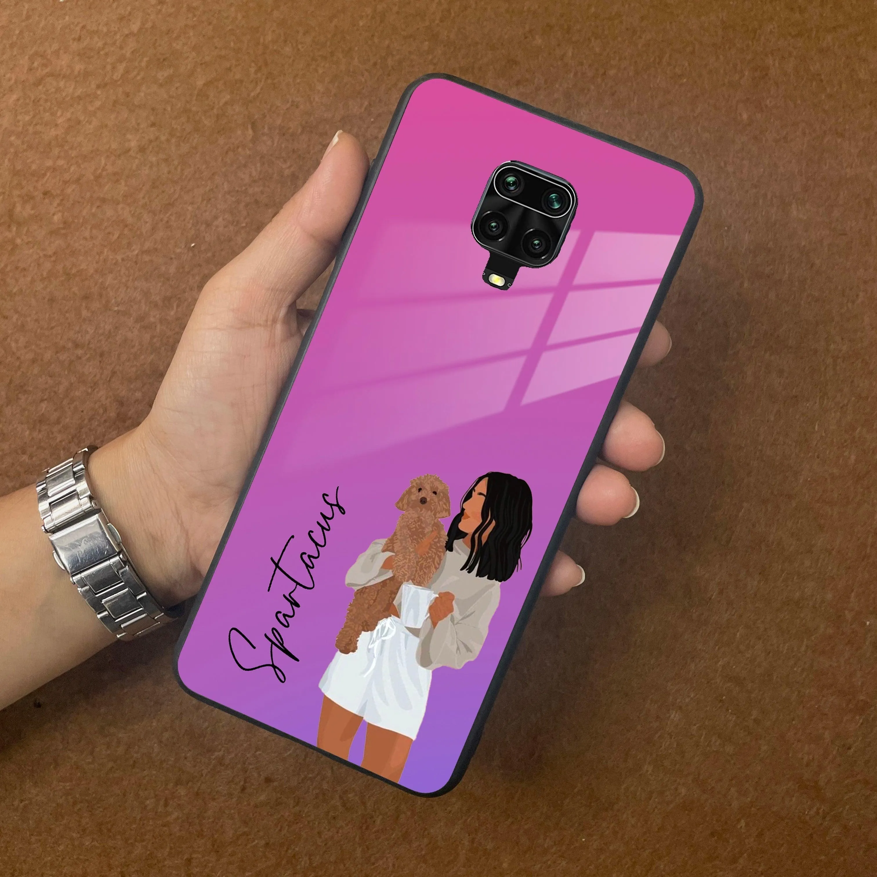 Customize Pet Name Glass Case For Poco