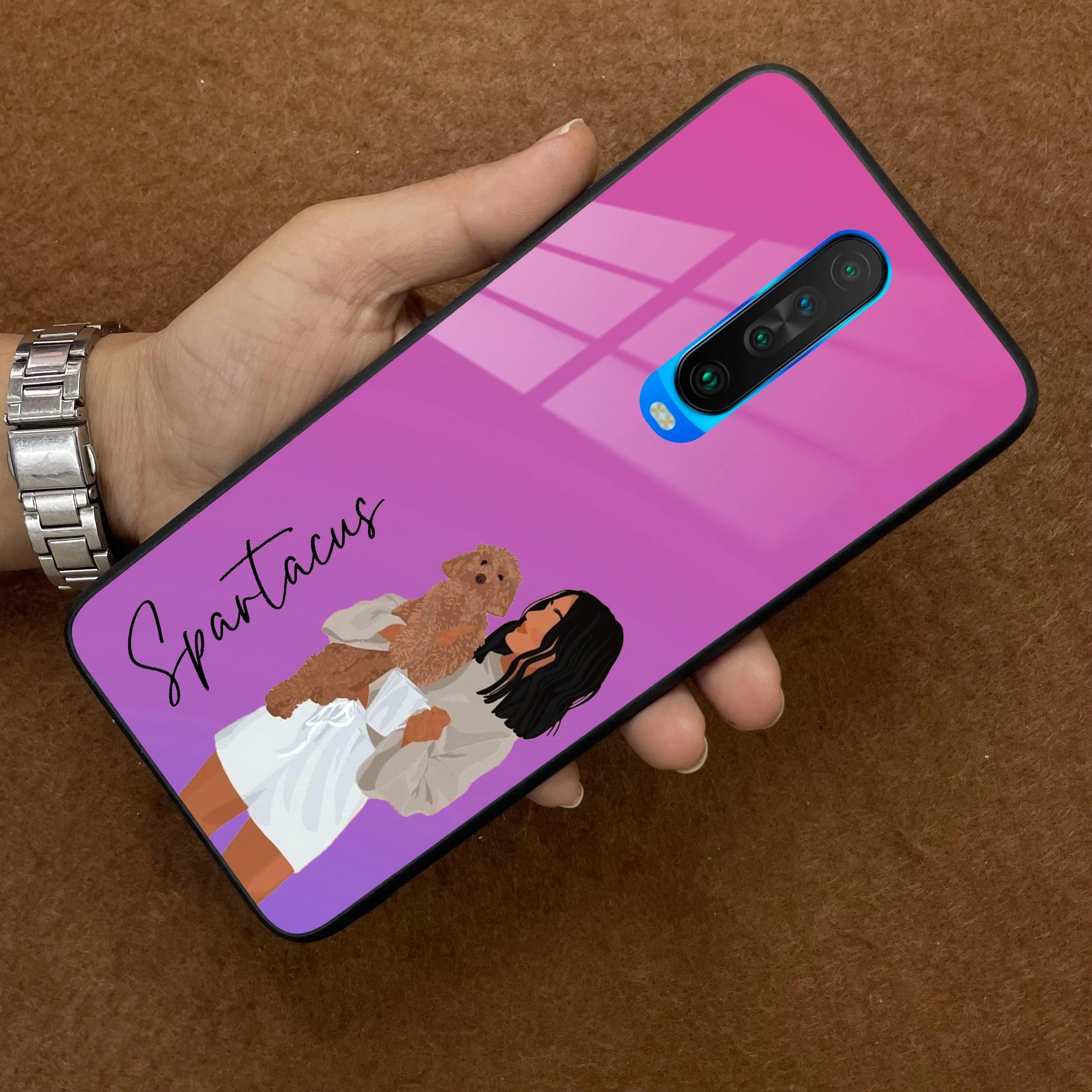 Customize Pet Name Glass Case For Poco