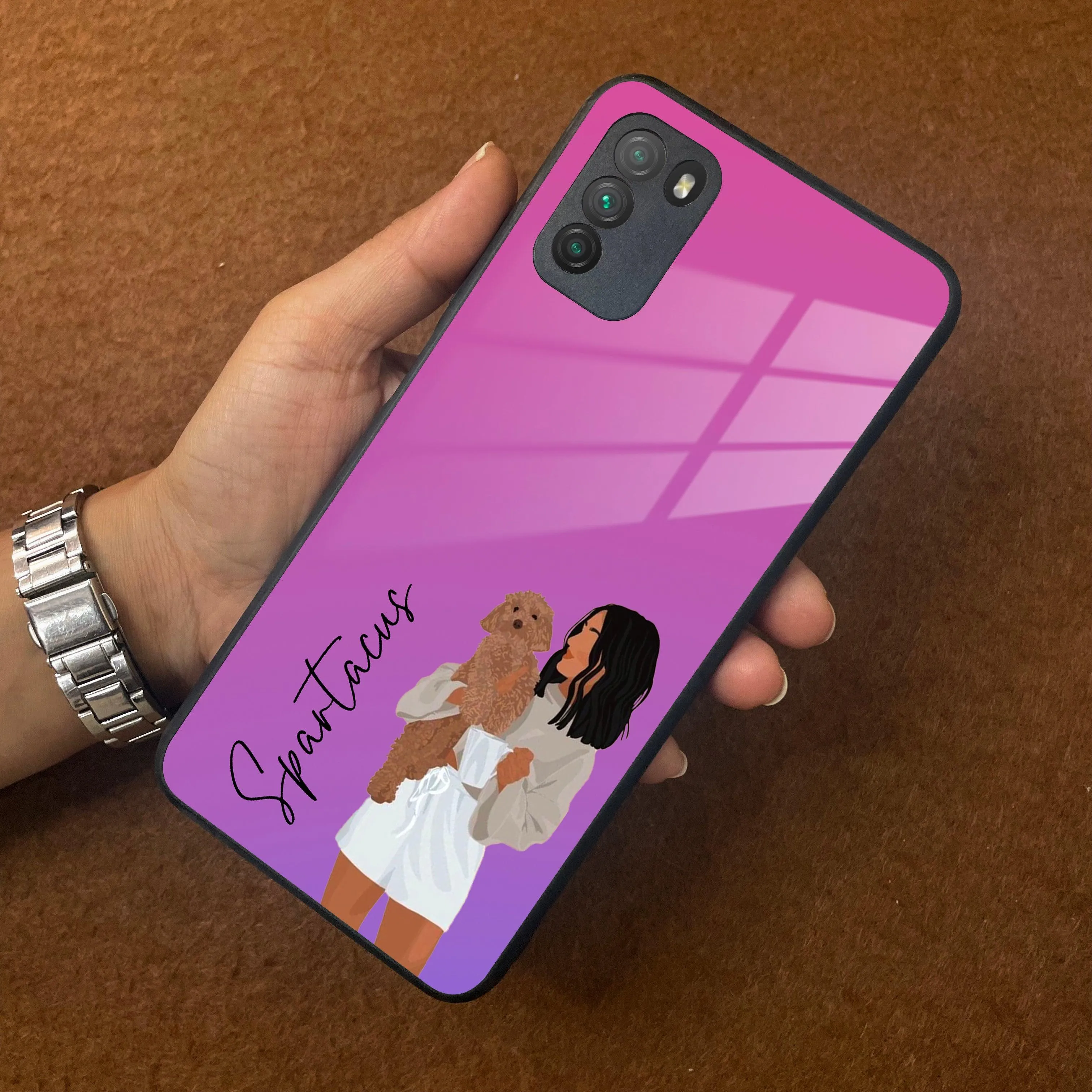 Customize Pet Name Glass Case For Poco