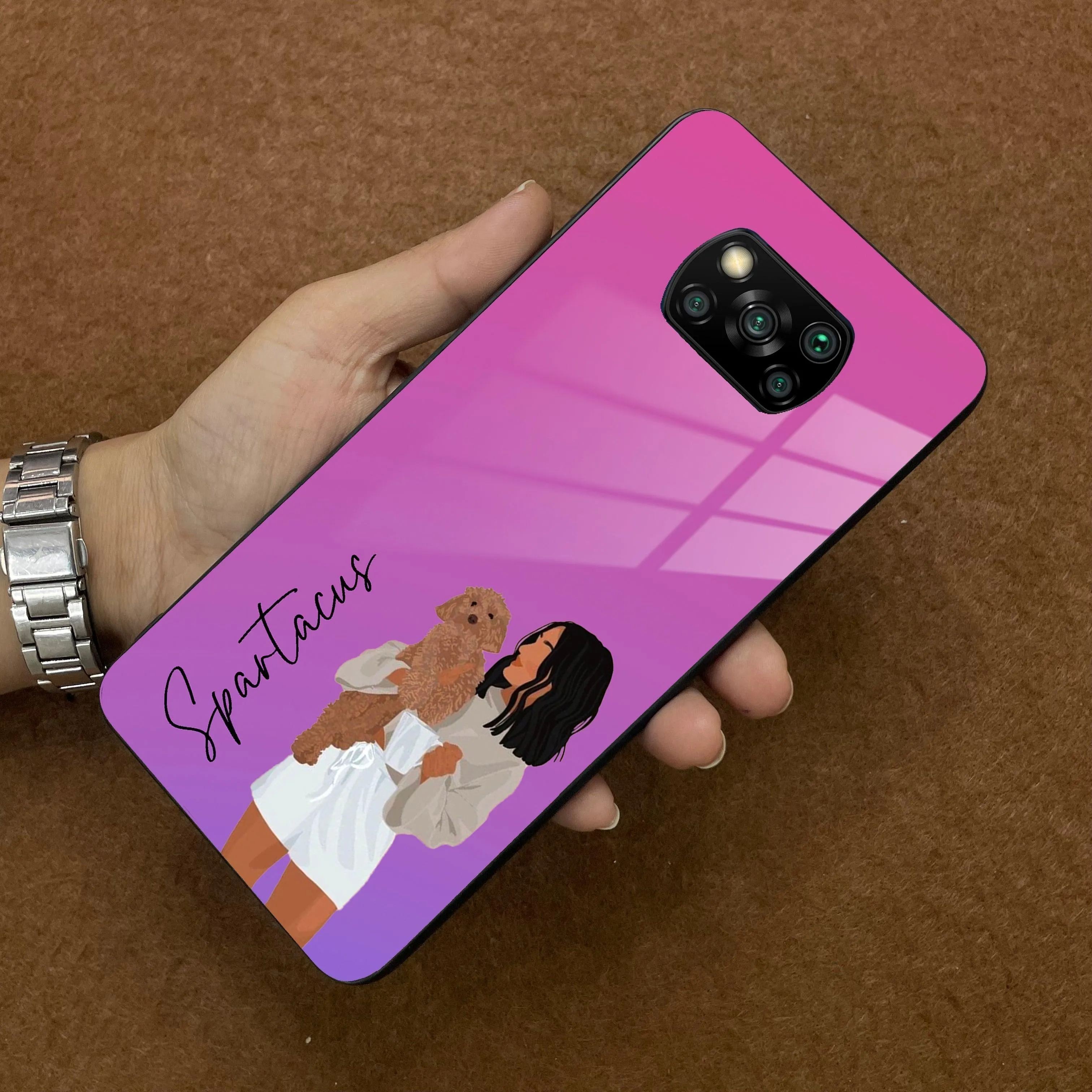 Customize Pet Name Glass Case For Poco