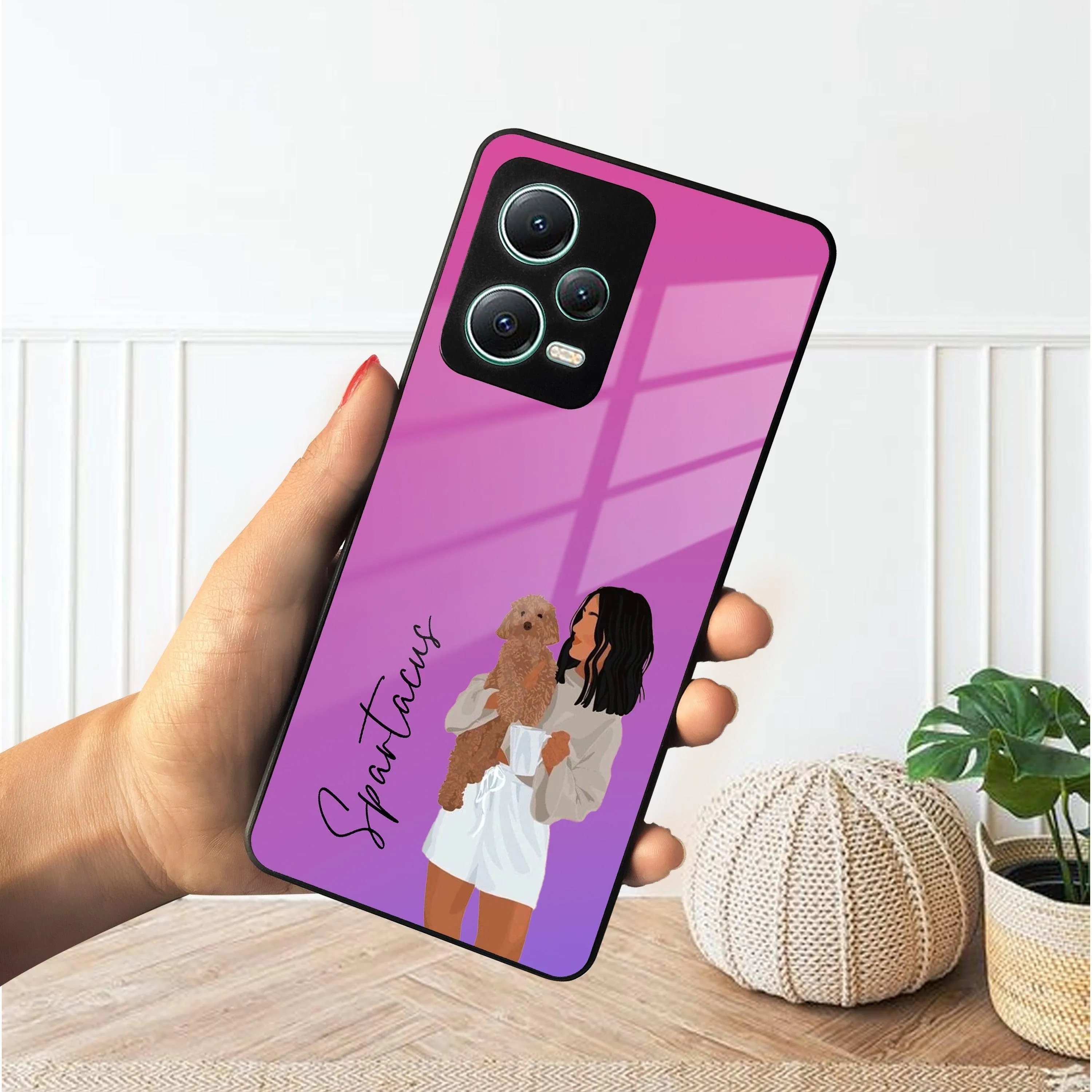 Customize Pet Name Glass Case For Poco