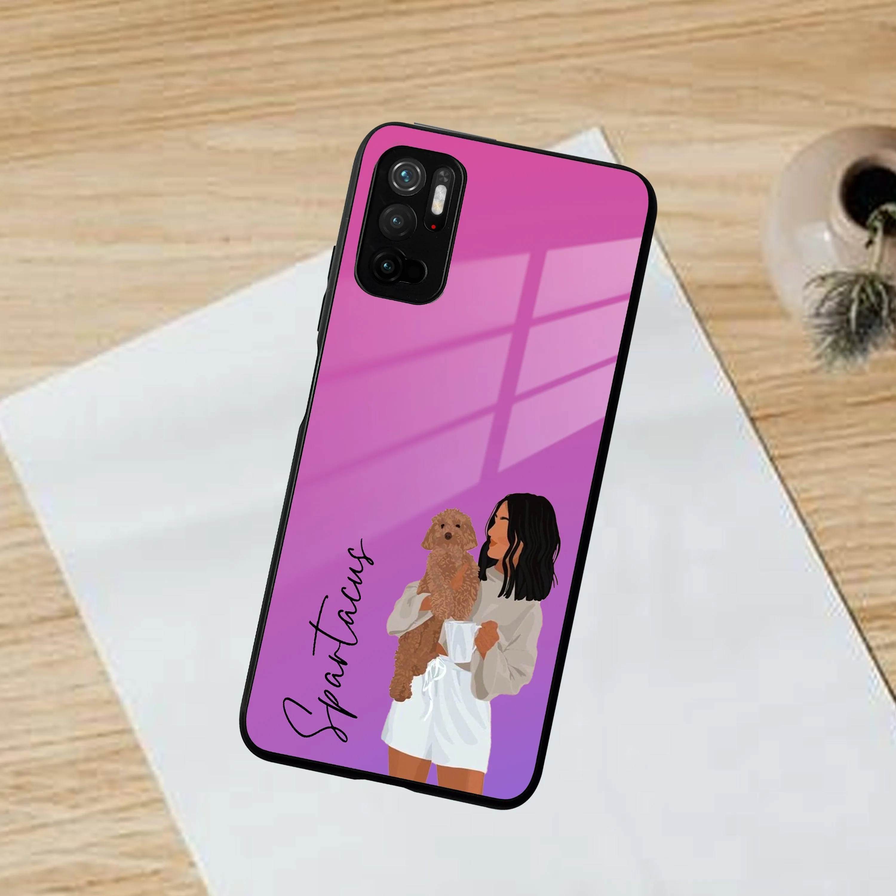 Customize Pet Name Glass Case For Poco