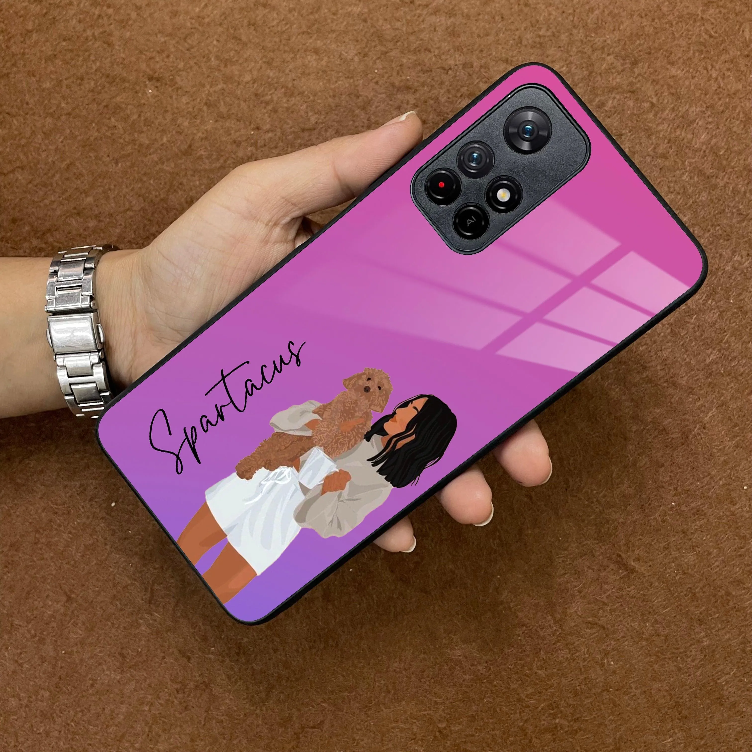 Customize Pet Name Glass Case For Poco