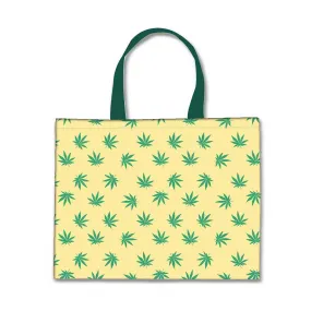 Designer Tote Bag With Zip Beach Gym Travel Bags -  Green Leaves