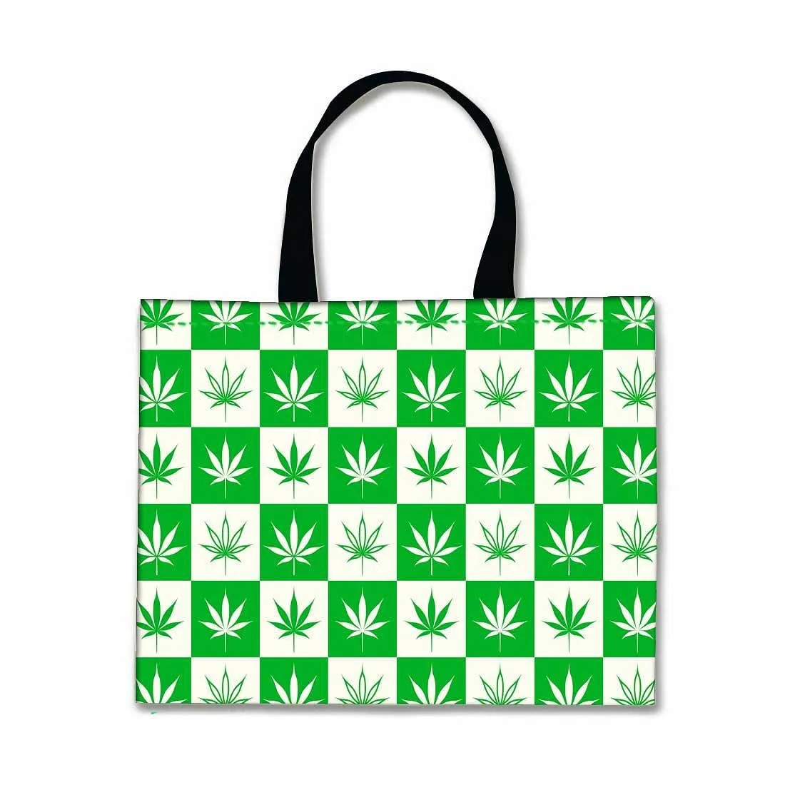 Designer Tote Bag With Zip Beach Gym Travel Bags -  Leaves Green
