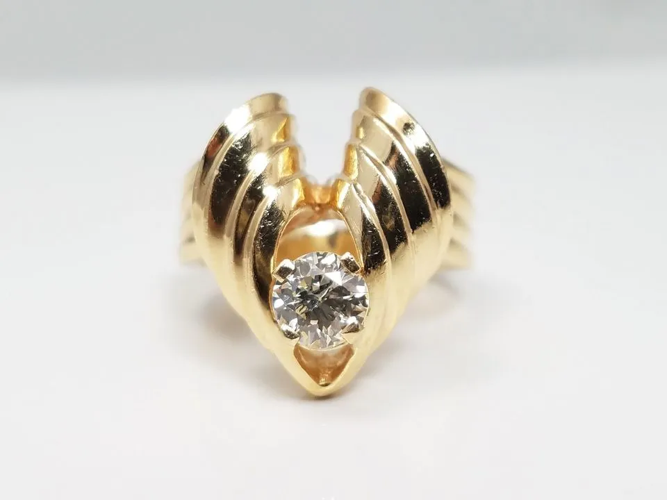 Distinct Natural Diamond 14k Yellow Gold Custom Ring