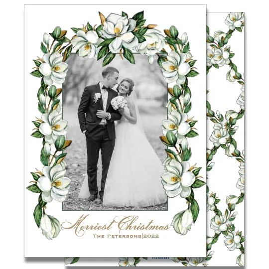 Elegant Magnolia Holiday Card
