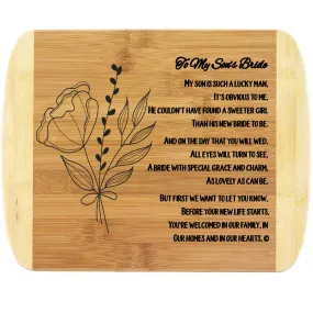 Engraved Cutting Board, 11” x 8.75”, Mother-in-Law to Bride-to-Be Gifts, Natural Sustainable Bamboo Kitchen Decor, Wedding or Bridal Shower Gift for Her, BPA Free