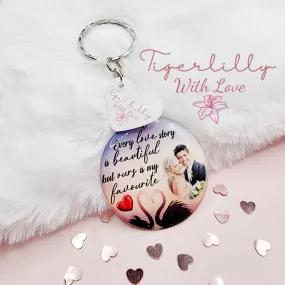 every love story is beautiful personalised photo keyring, verse keyring, keepsake