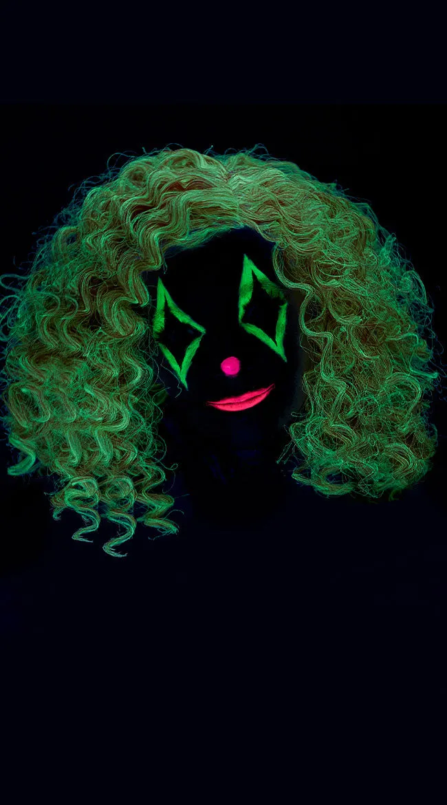 Faded Red Glow In The Dark Clown Wig