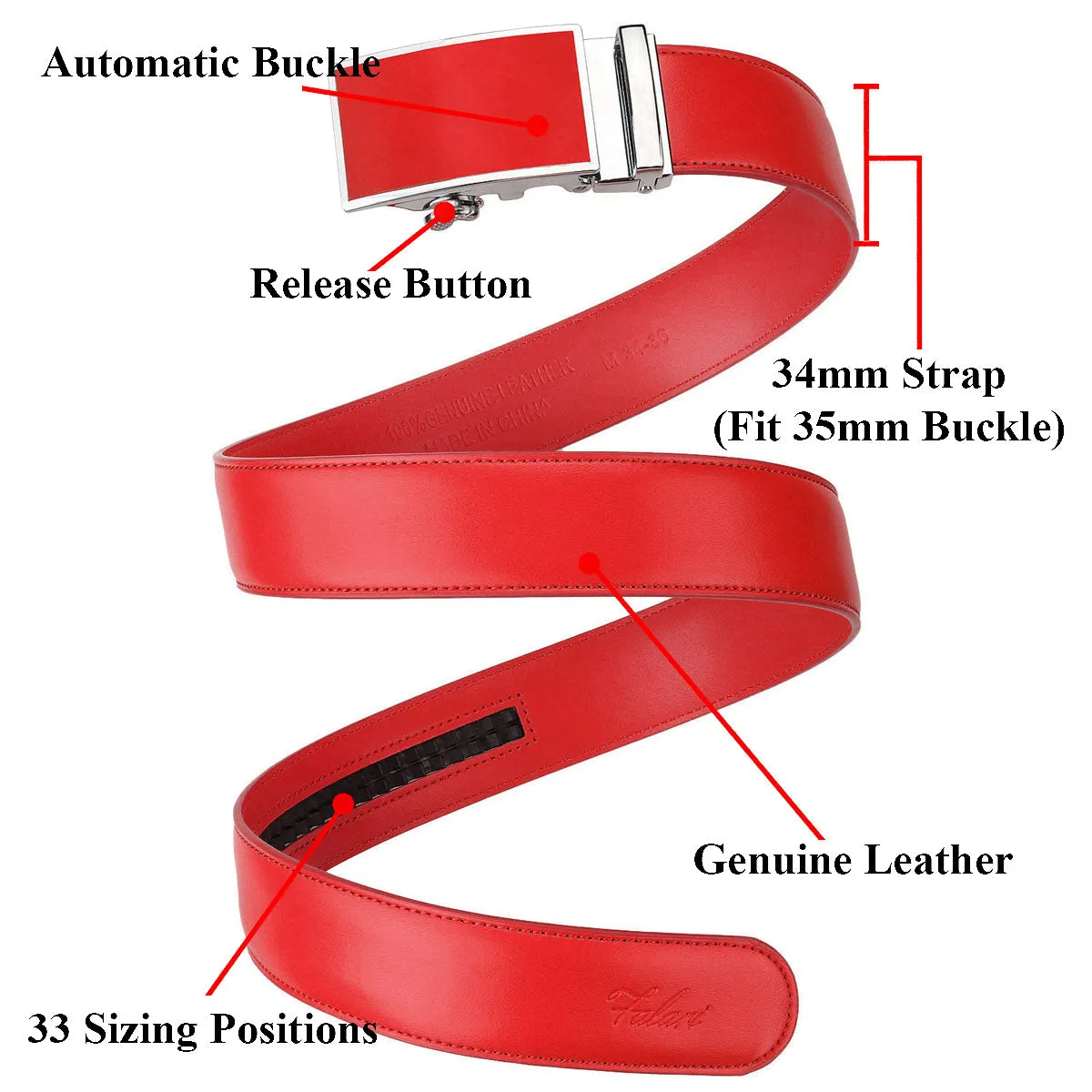 Falari Men Leather Ratchet Dress Belt