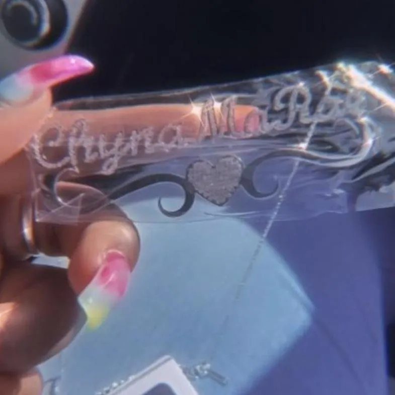 Flourish Heart CZ Custom Nameplate
