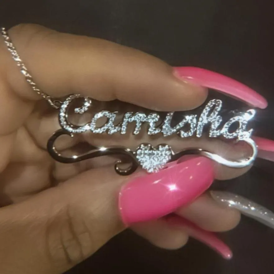 Flourish Heart CZ Custom Nameplate
