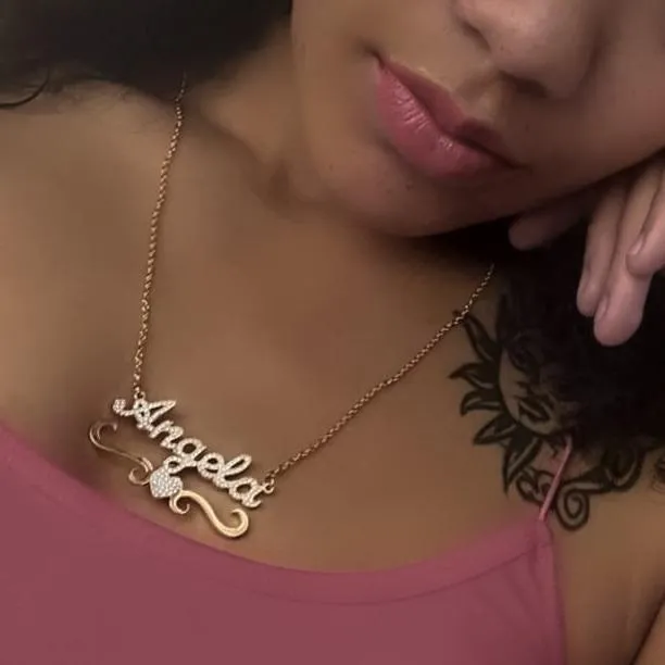 Flourish Heart CZ Custom Nameplate