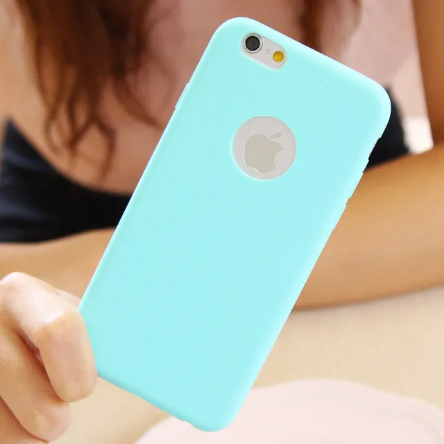 For i Phone Candy Color Matte Case Cover for iPhone 7 6 6S SE TPU Silicone Soft Slim Fit Case for iPhone 6Plus 6S Plus 5 5S