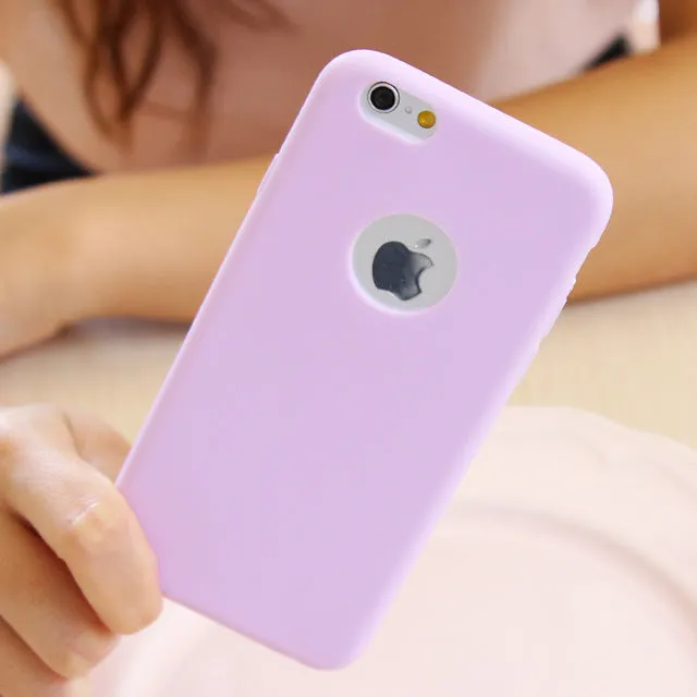For i Phone Candy Color Matte Case Cover for iPhone 7 6 6S SE TPU Silicone Soft Slim Fit Case for iPhone 6Plus 6S Plus 5 5S