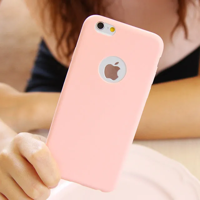 For i Phone Candy Color Matte Case Cover for iPhone 7 6 6S SE TPU Silicone Soft Slim Fit Case for iPhone 6Plus 6S Plus 5 5S