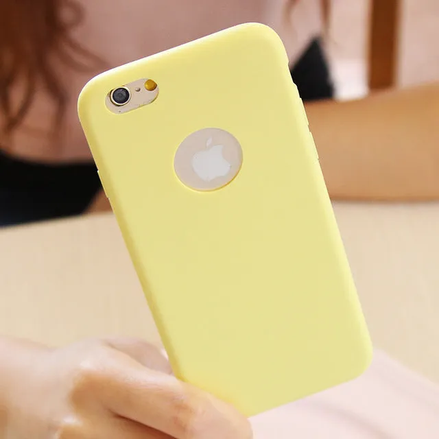 For i Phone Candy Color Matte Case Cover for iPhone 7 6 6S SE TPU Silicone Soft Slim Fit Case for iPhone 6Plus 6S Plus 5 5S
