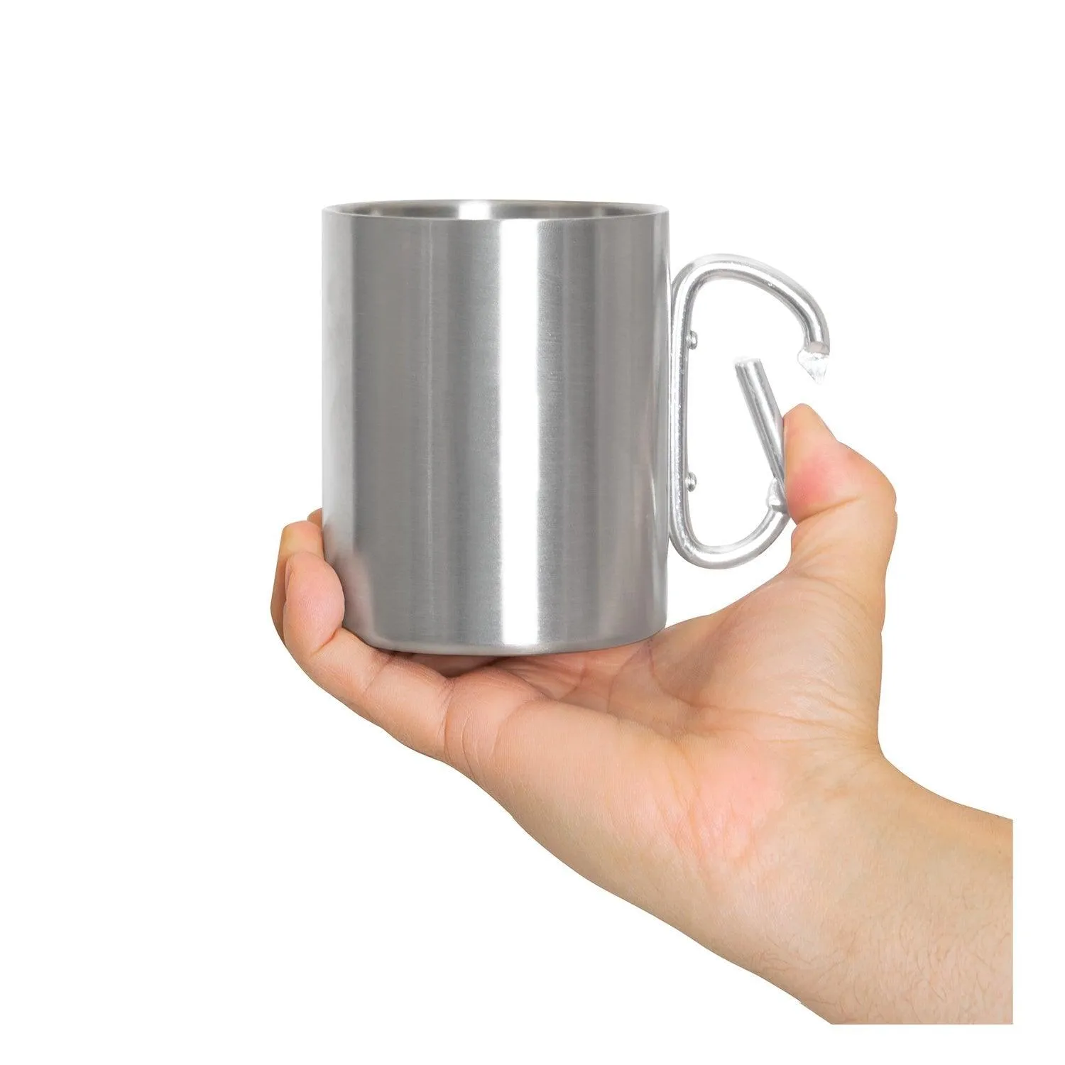 Insulated Stainless Steel Portable Camping Mug With Carabiner Handle – 15 oz