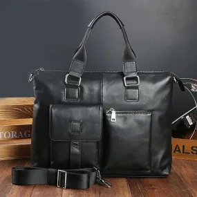 Joyir new Men Briefcases Genuine Leather Leisure mens business bag 14 Inch Computer Laptop Bags