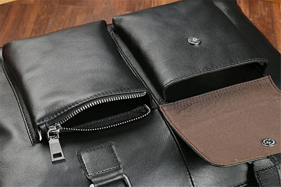 Joyir new Men Briefcases Genuine Leather Leisure mens business bag 14 Inch Computer Laptop Bags