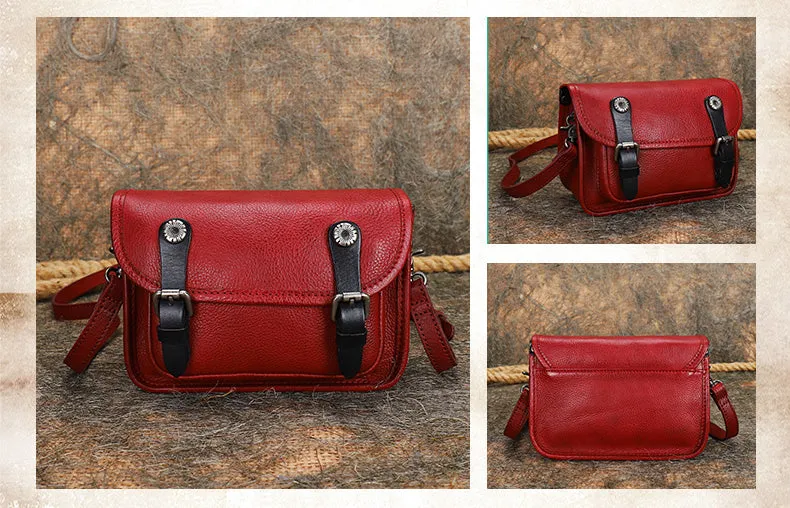 Mini Women's Genuine Leather Crossbody Messenger Bag Satchel Purse Bag for Women