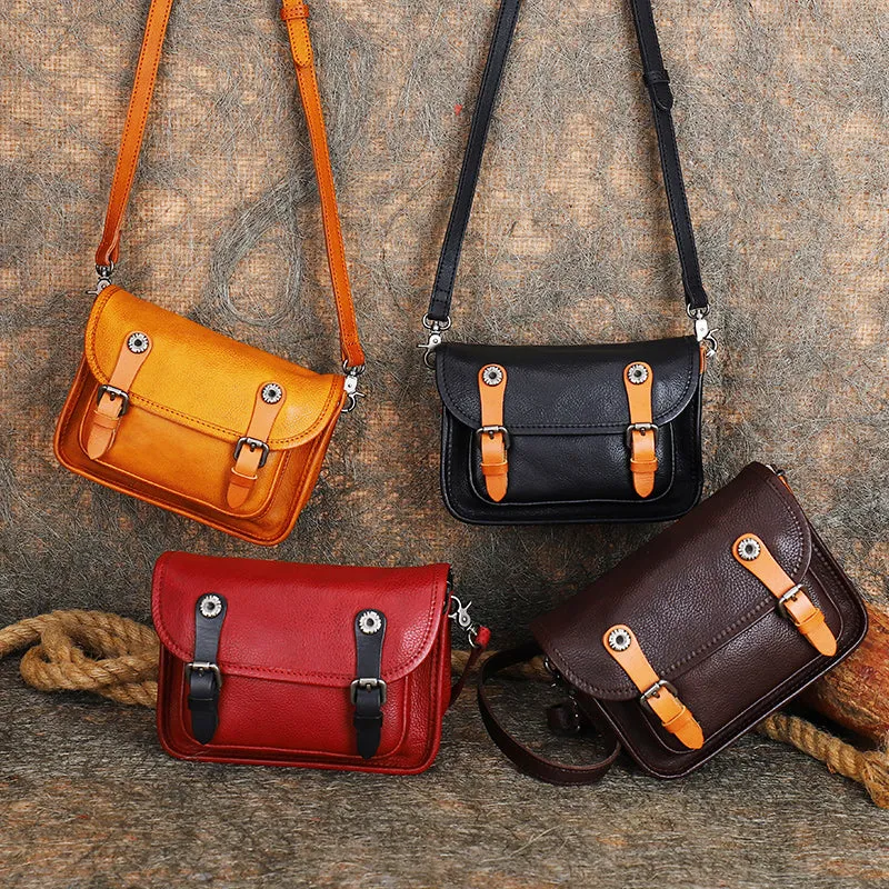 Mini Women's Genuine Leather Crossbody Messenger Bag Satchel Purse Bag for Women