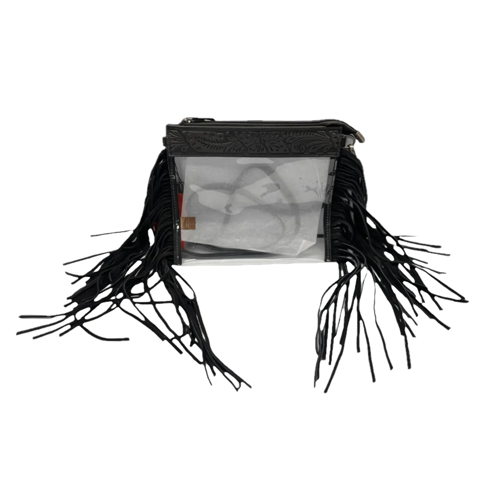 Montana West Floral Hand Tooled Clear Black Crossbody MW1257-A191BK