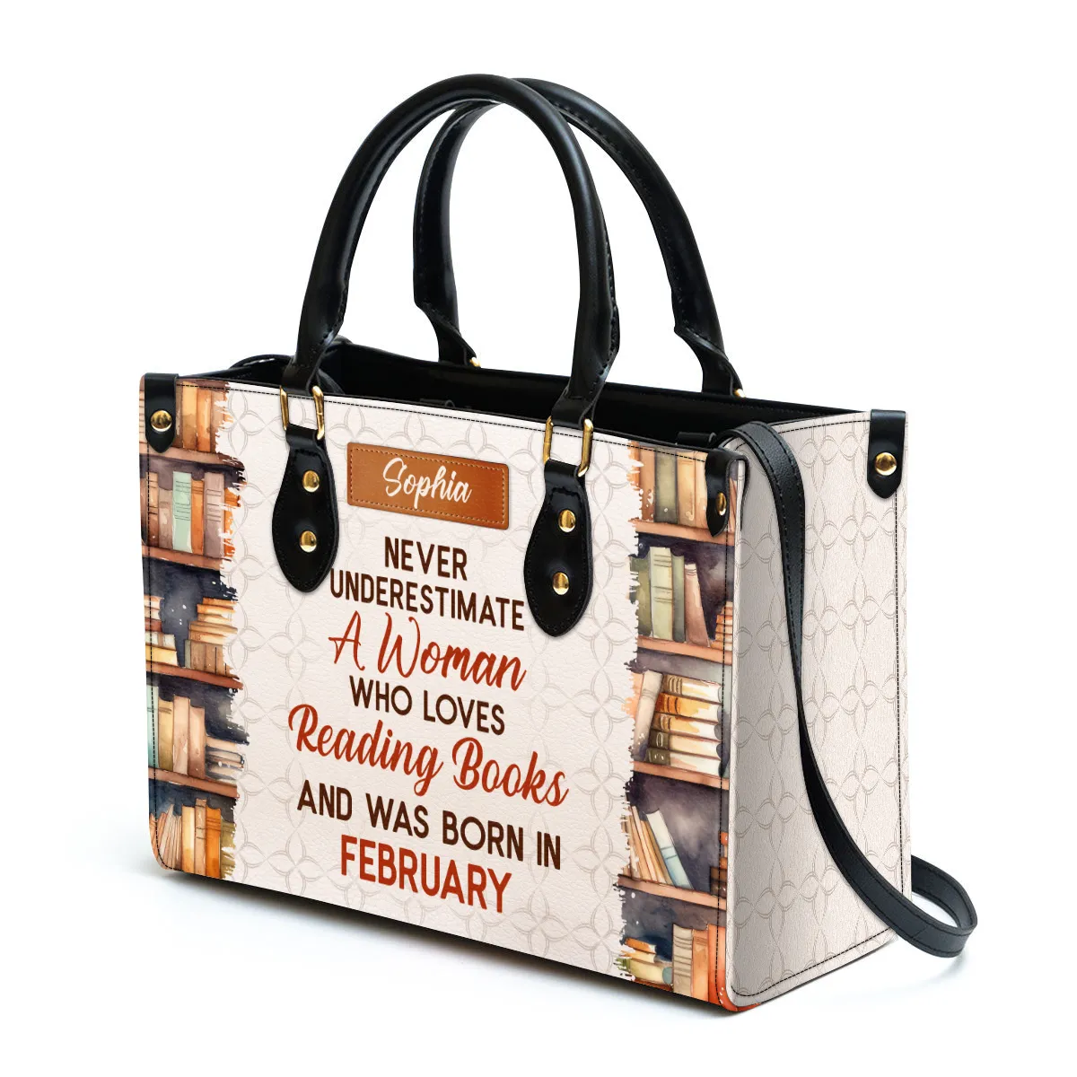 Never Underestimate A Woman Who Loves Reading Books Leather Handbag Book Lovers Gift LHB86